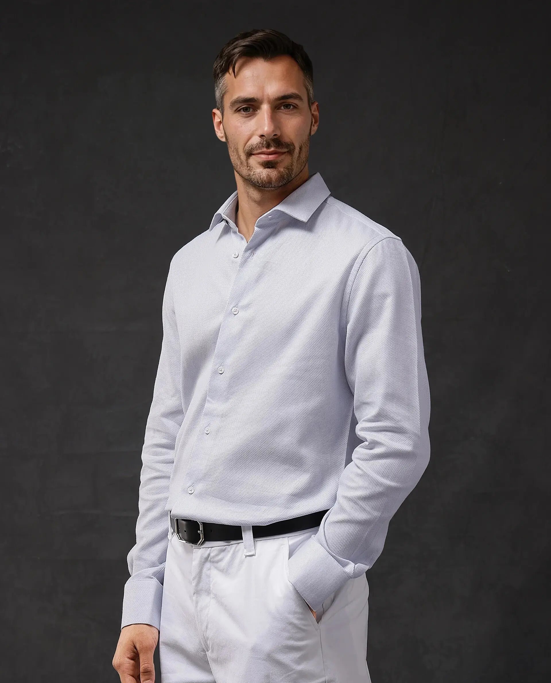 Rare Rabbit Men Astron-1 Pastel Purple Full Sleeve Regular Fit Plain Shirt