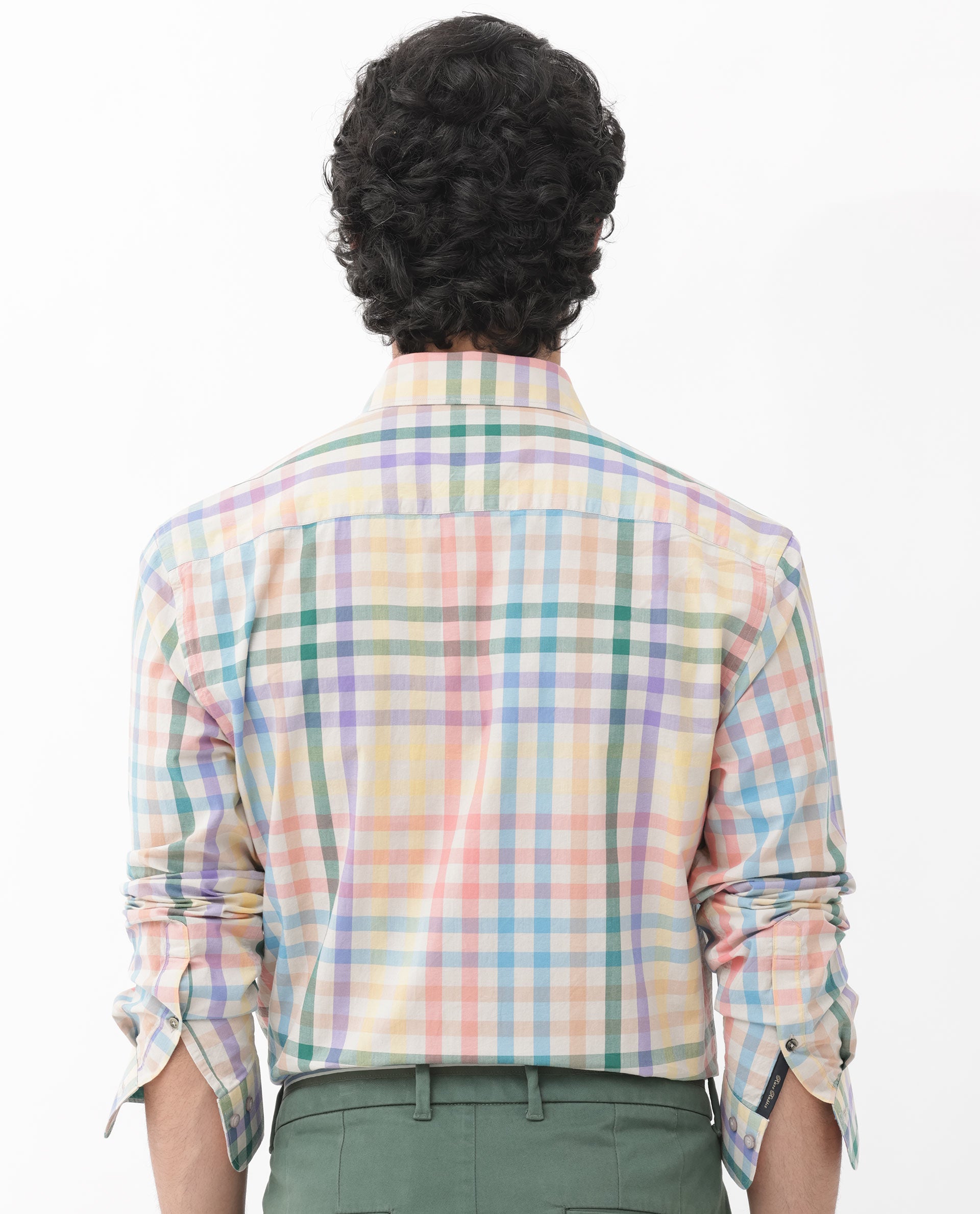 Rare Rabbit Mens Aubin Beige Cotton Fabric Full Sleeves Multicolored Checks Shirt