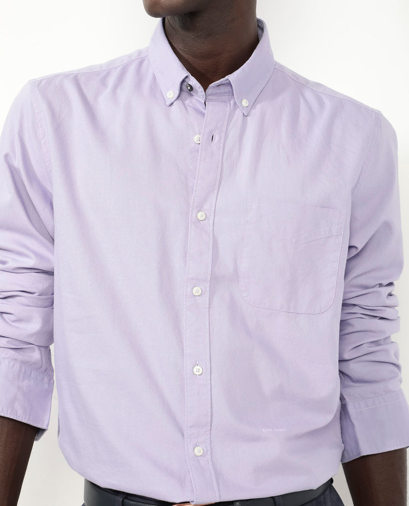 Rare Rabbit Men's Auxfo Pastel Purple Cotton Fabric Full Sleeves Solid Formal Shirt