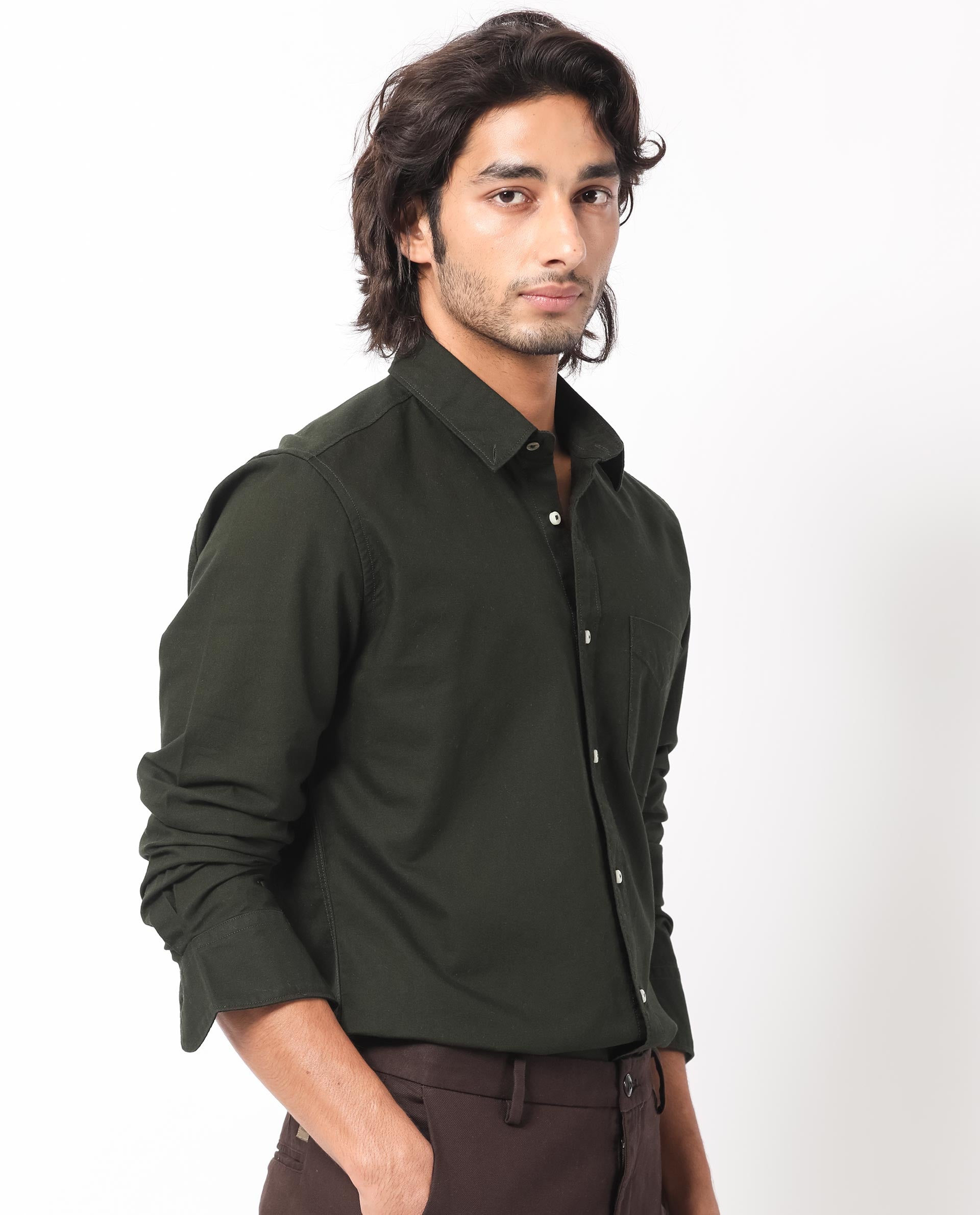 Mens Pure Linen Striped Full Sleeves Pista Green Shirt LS10