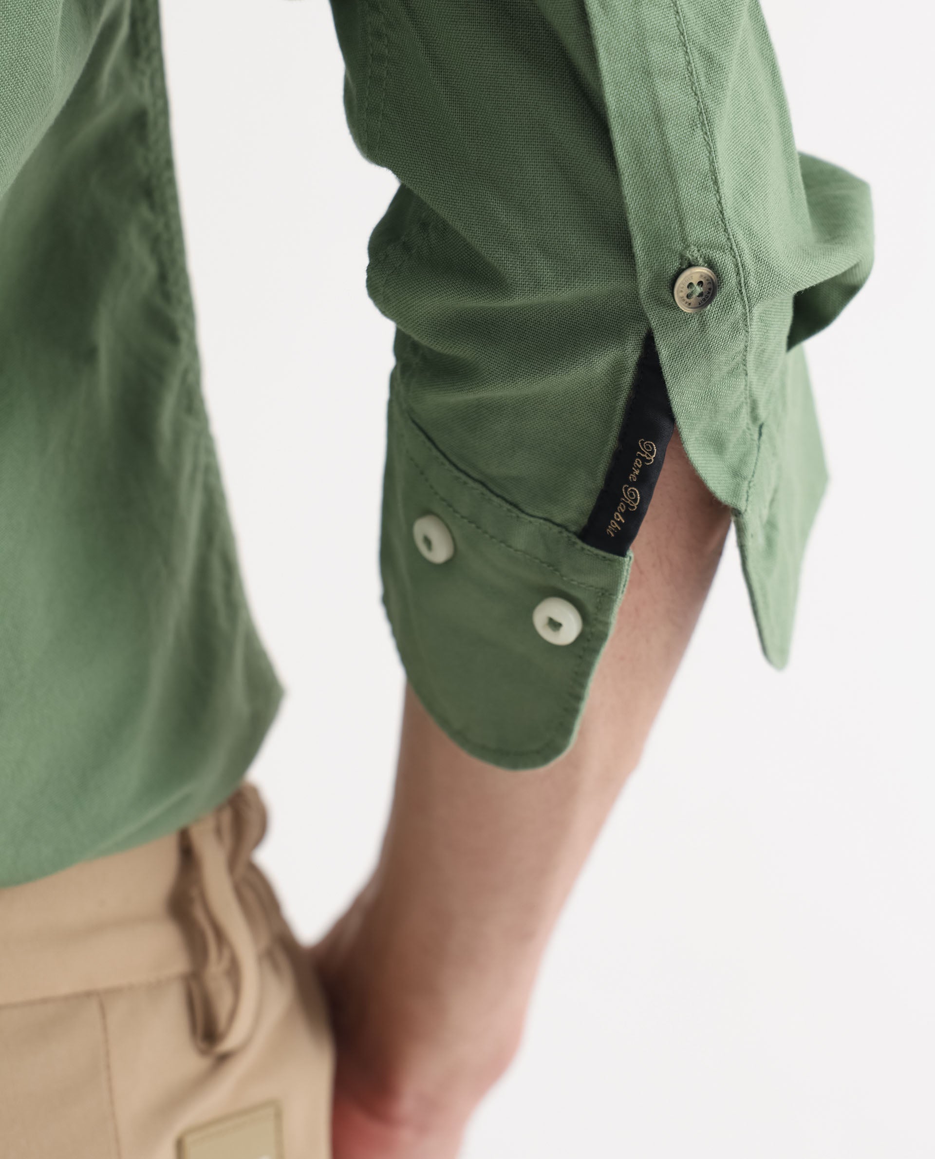 Rare Rabbit Men's Auxfo Green Cotton Fabric Full Sleeves Solid Shirt