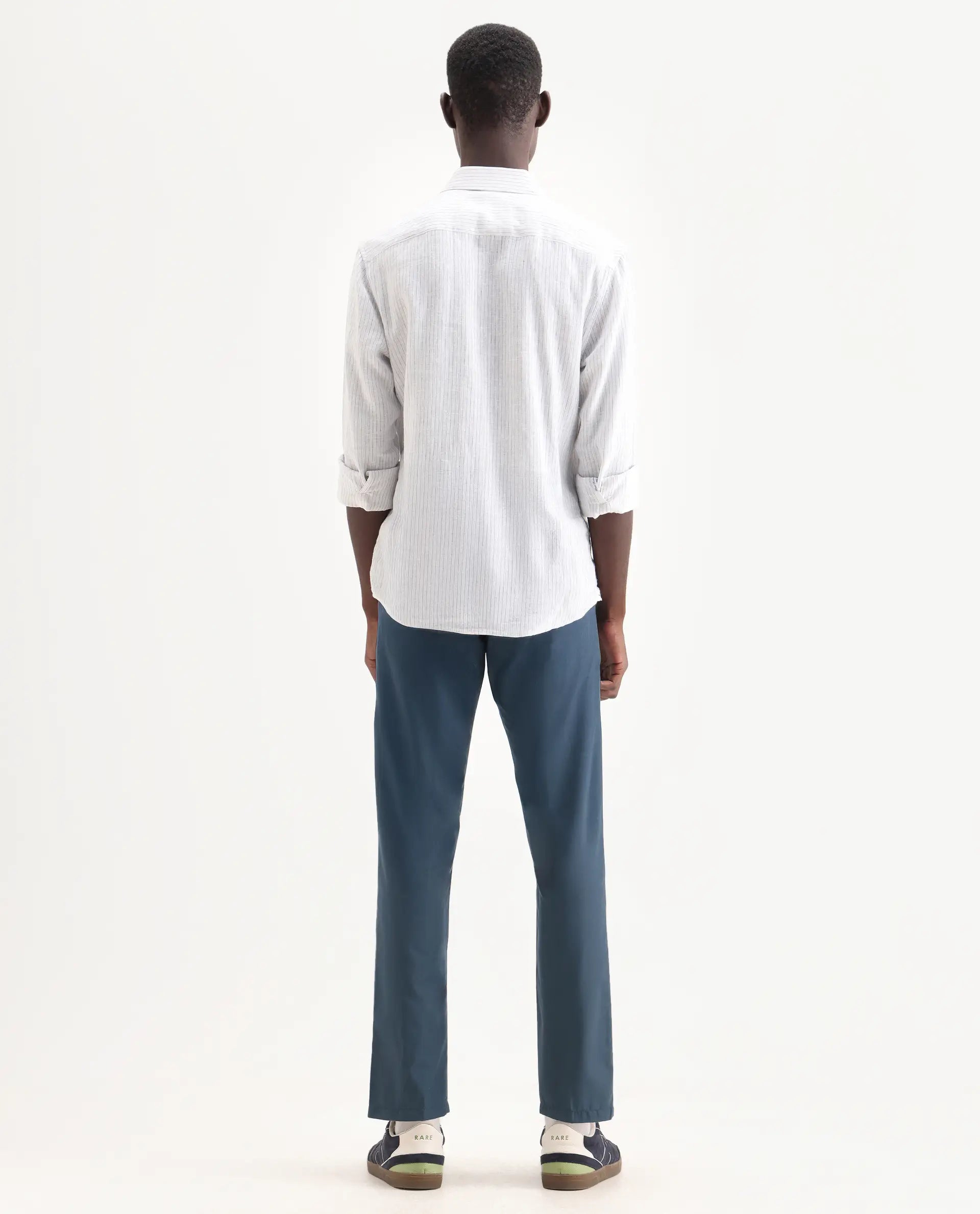 Rare Rabbit Men's Aux Green Polyester Plain Regular Fit Trouser