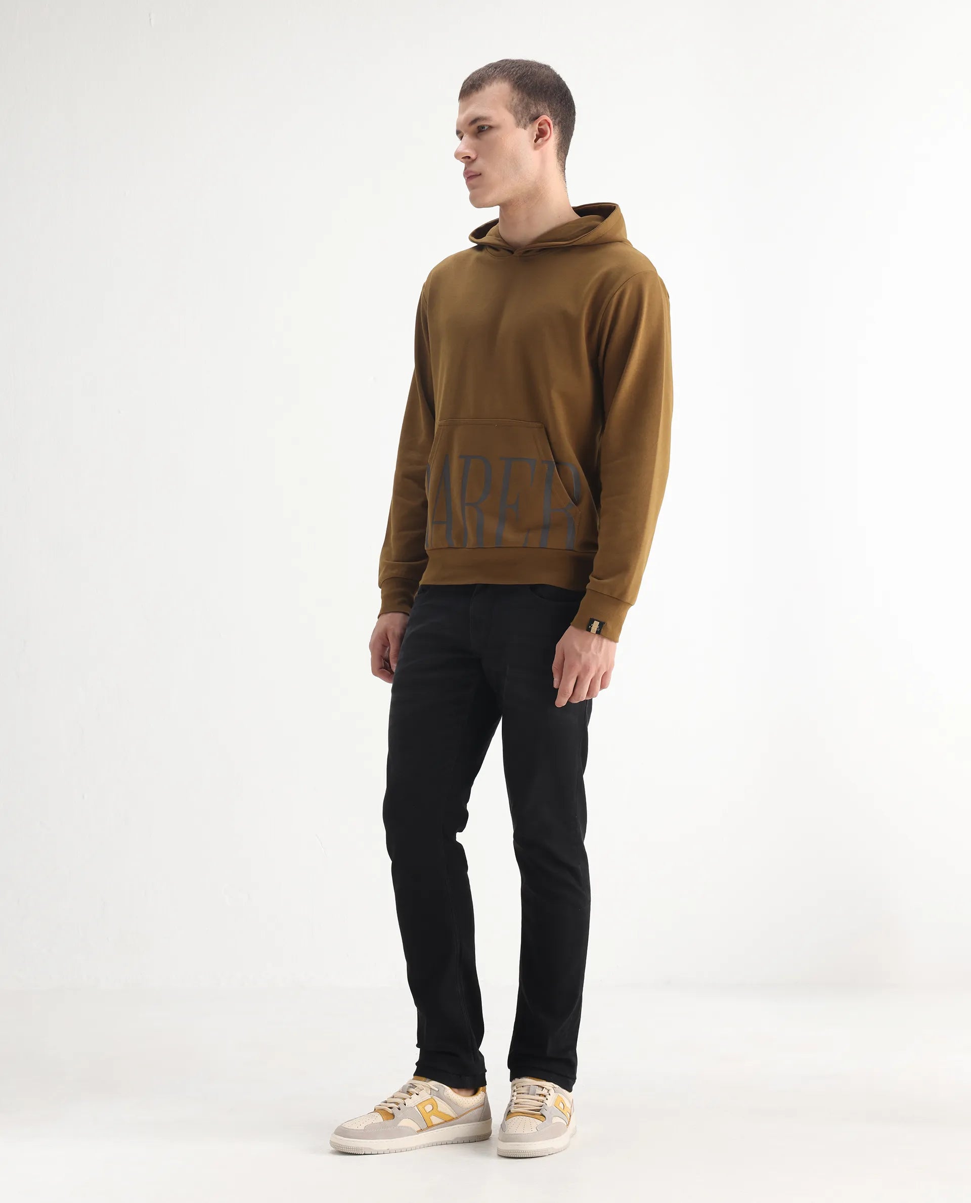 Rare Rabbit Men's Avenue Black Cotton Plain Hawk Slim Fit Jeans