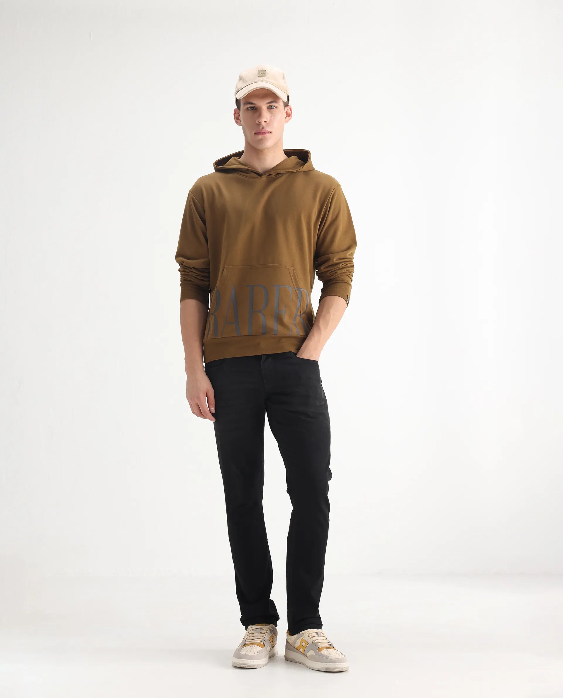 Rare Rabbit Men's Avenue Black Cotton Plain Hawk Slim Fit Jeans