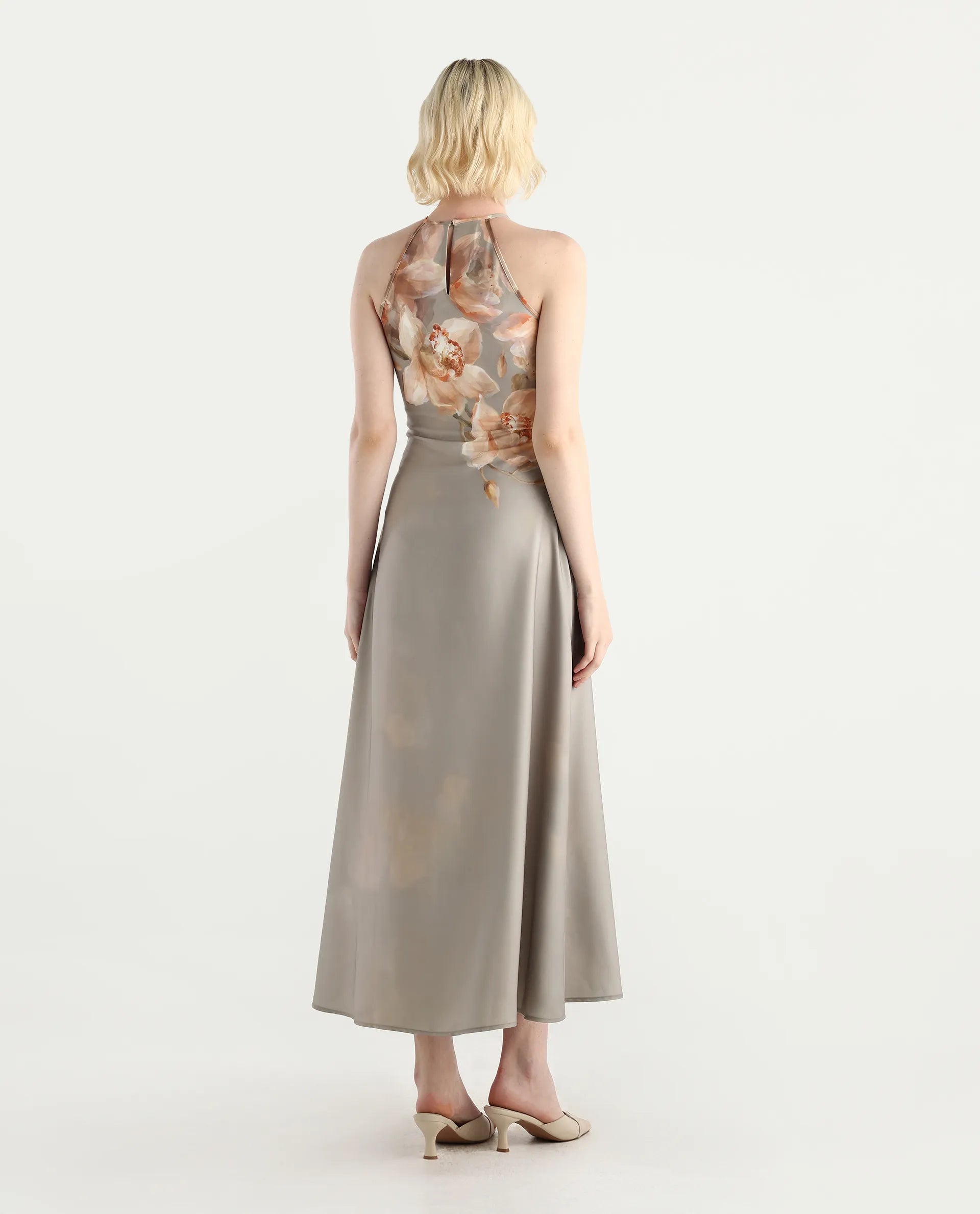 Rareism Women's Avitin Multi Polyester Shoulder Straps A-Line Floral Print Dress