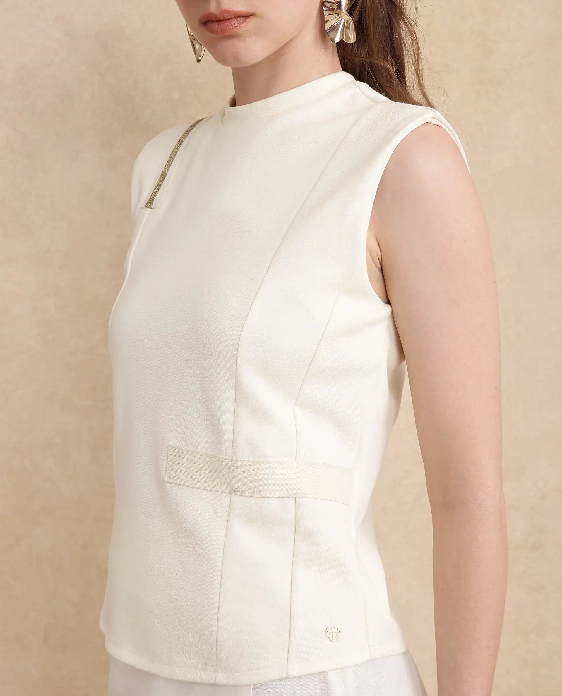 Rareism Women Aytat Off White Plain Top