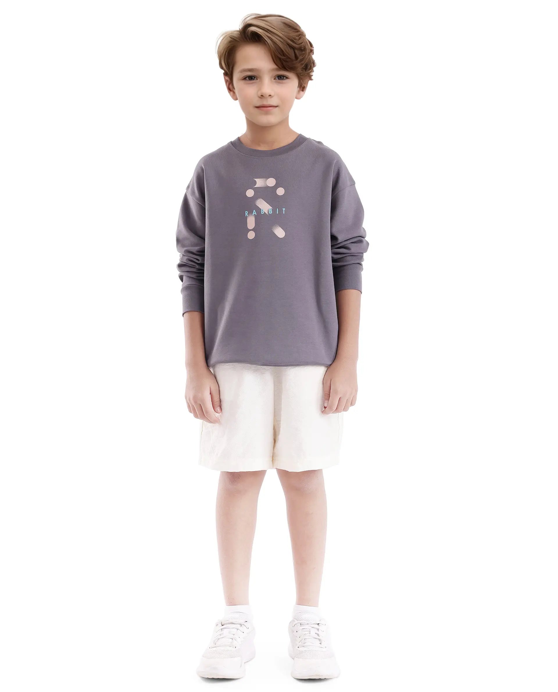 Rare Ones Kids Azen Dark Grey Cotton Poly Full Sleeve Discharge With Hd Sweatshirt