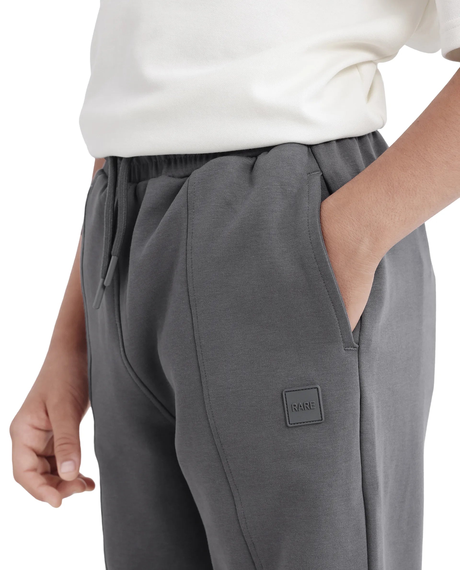 Rare Ones Kids Azeo Dark Grey Cotton Poly Applique Trackpant