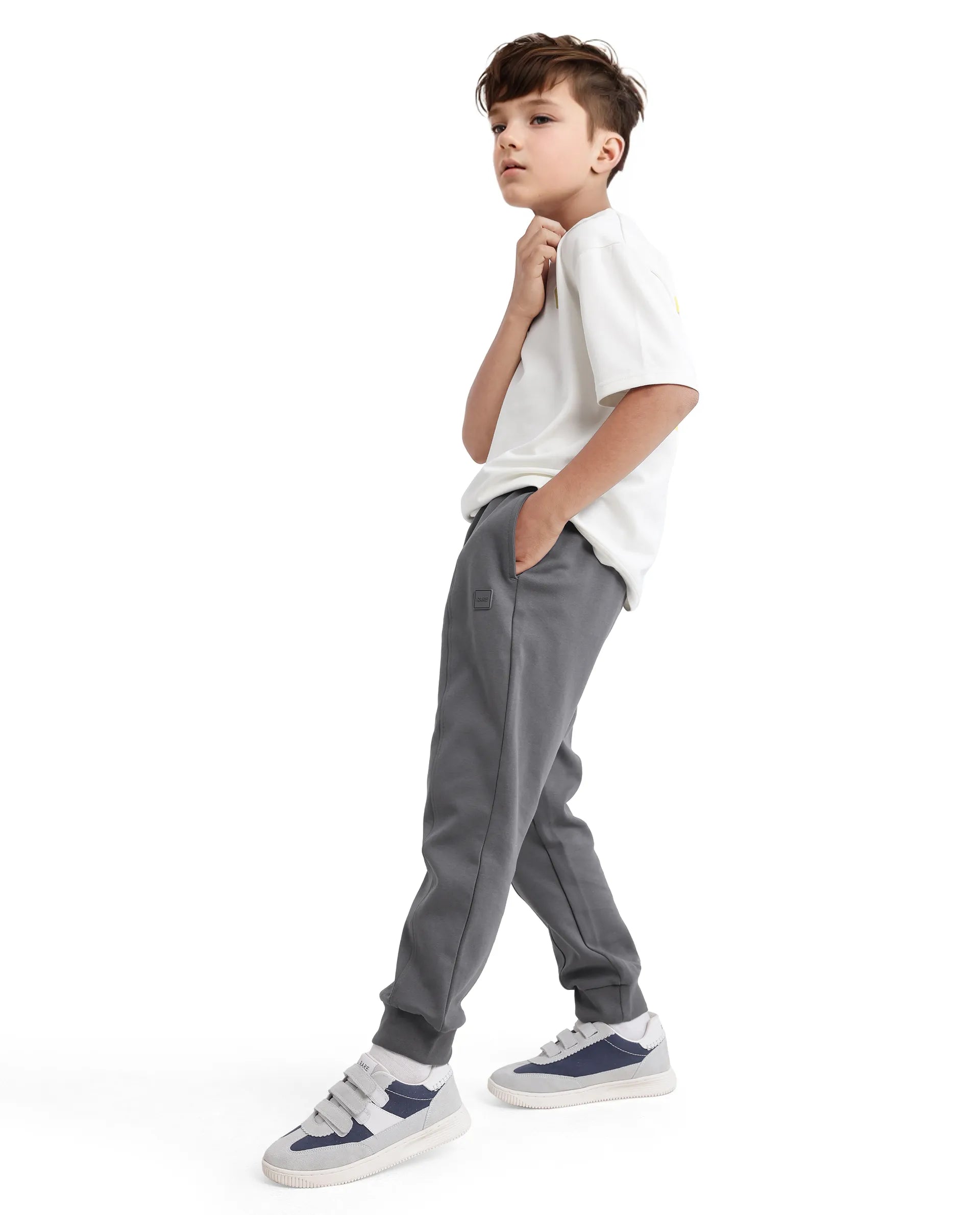 Rare Ones Kids Azeo Dark Grey Cotton Poly Applique Trackpant