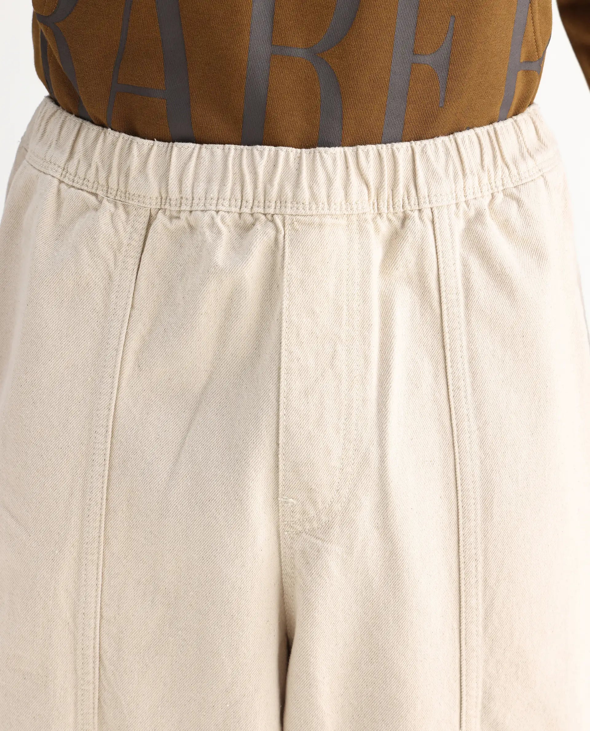 Rare Rabbit Men's Azort Beige Cotton Plain Baggy Fit Jeans