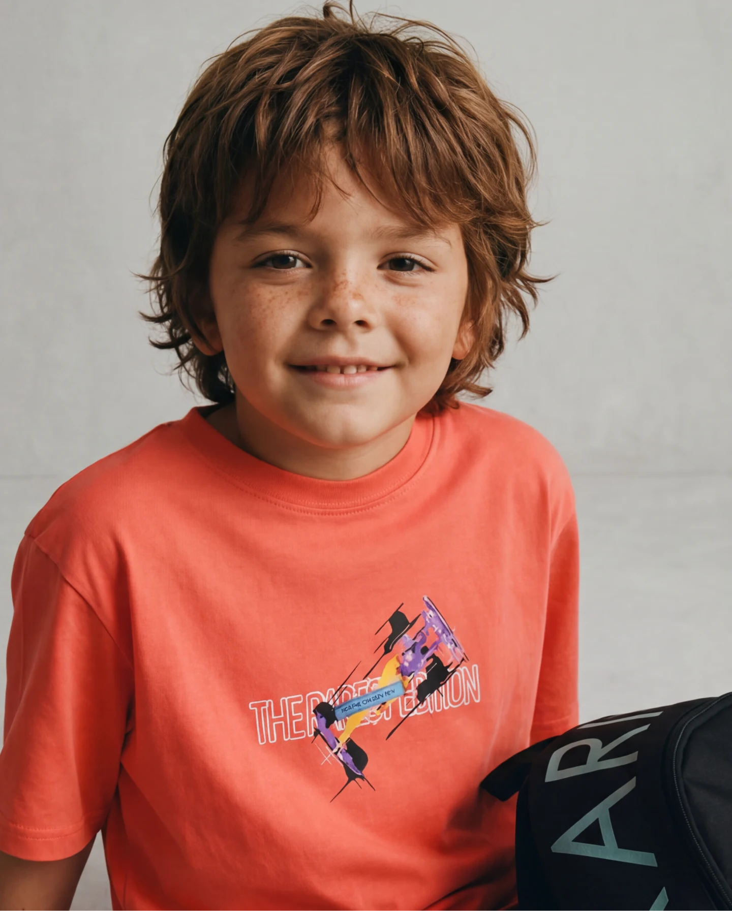 Rare Ones Kids Azure Orange Cotton Blend Fabric Pull-On Closure Regular Fit Graphic Print T-Shirt