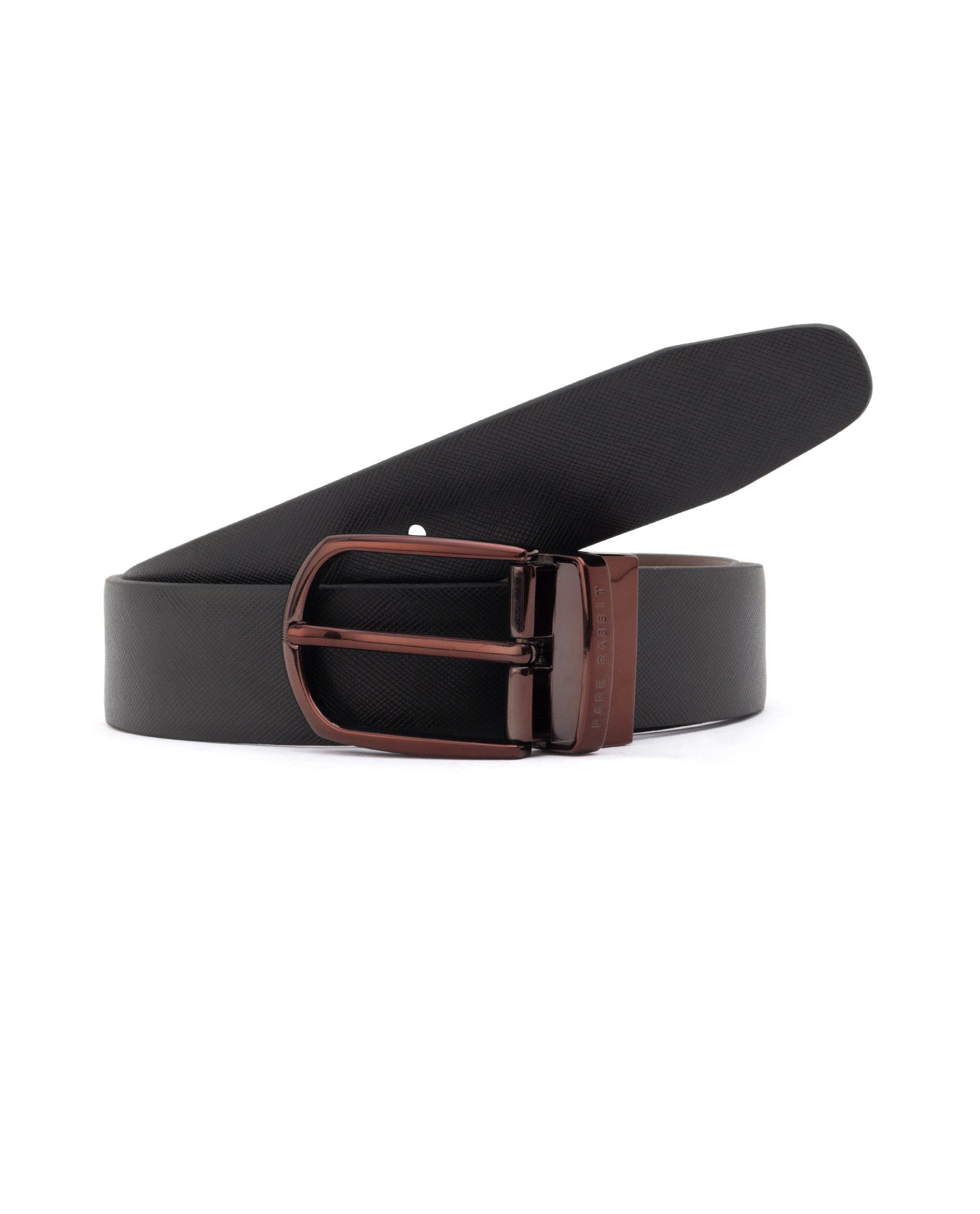 Rare Rabbit Men'S Grata Black Belt Leather