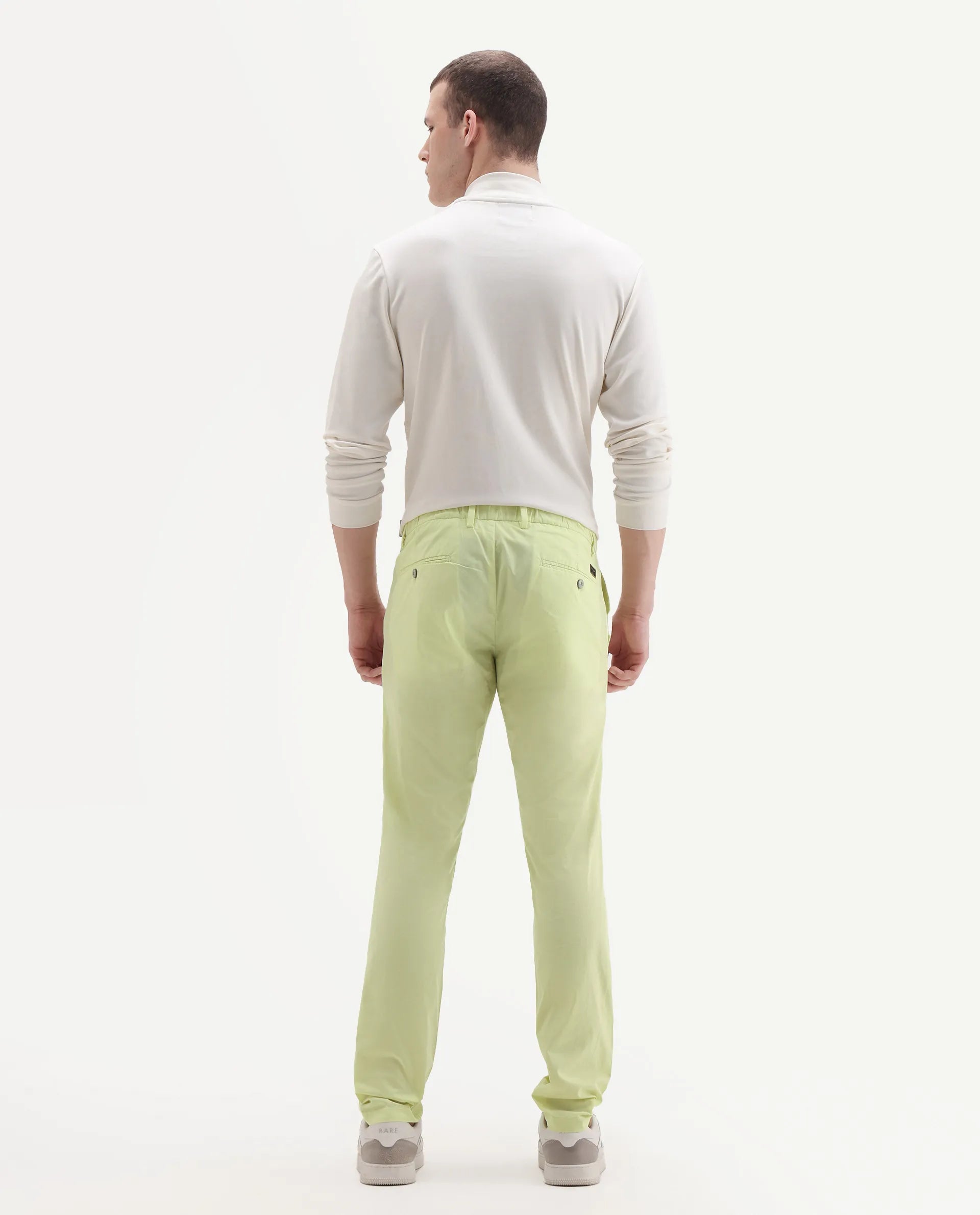 Rare Rabbit Men's Bake Yellow Cotton Plain Regular Fit Trouser