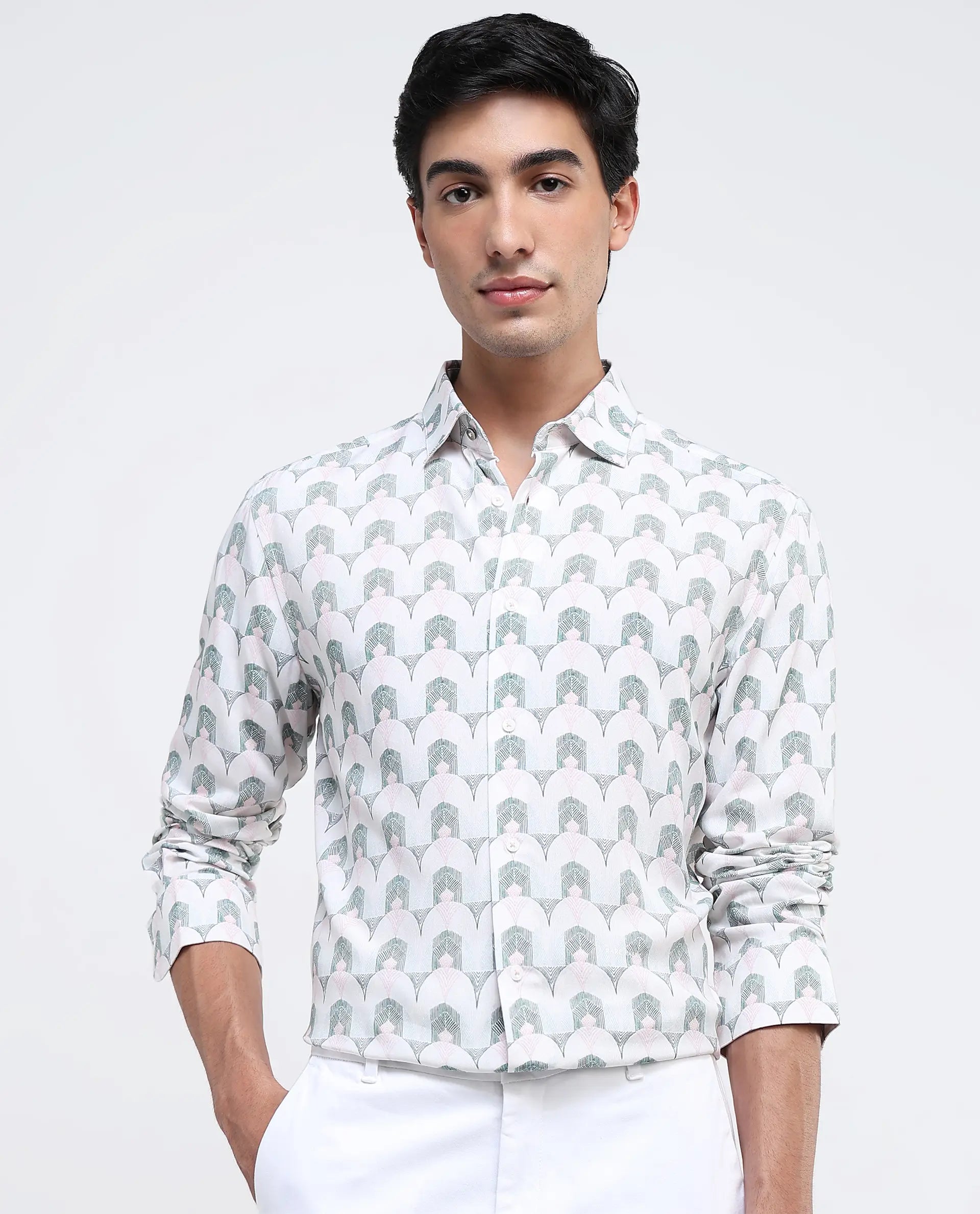 Rare Rabbit Men Balic-1 Pastel Green Full Sleeve Regular Fit Shirt