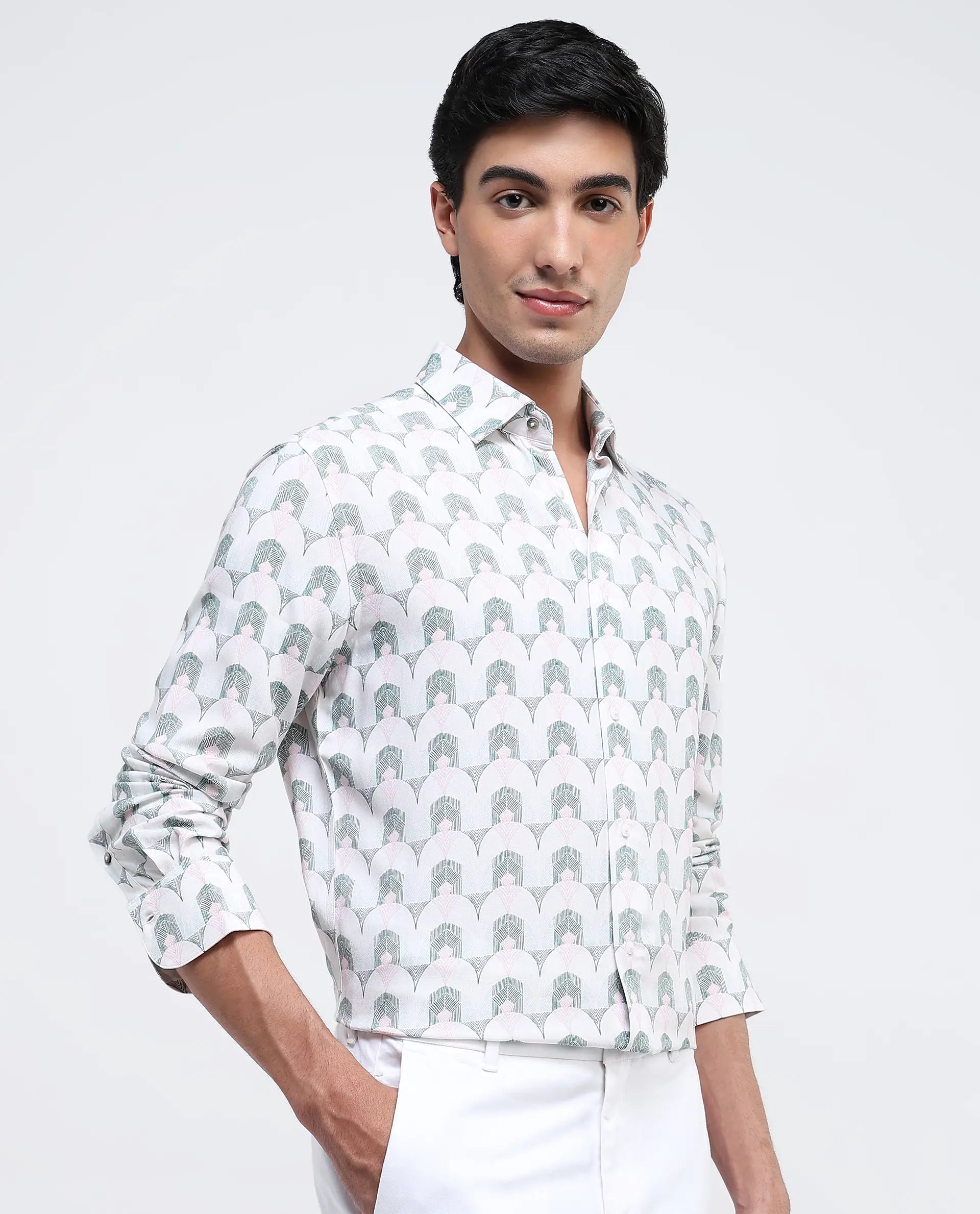 Rare Rabbit Men Balic-1 Pastel Green Full Sleeve Regular Fit Shirt