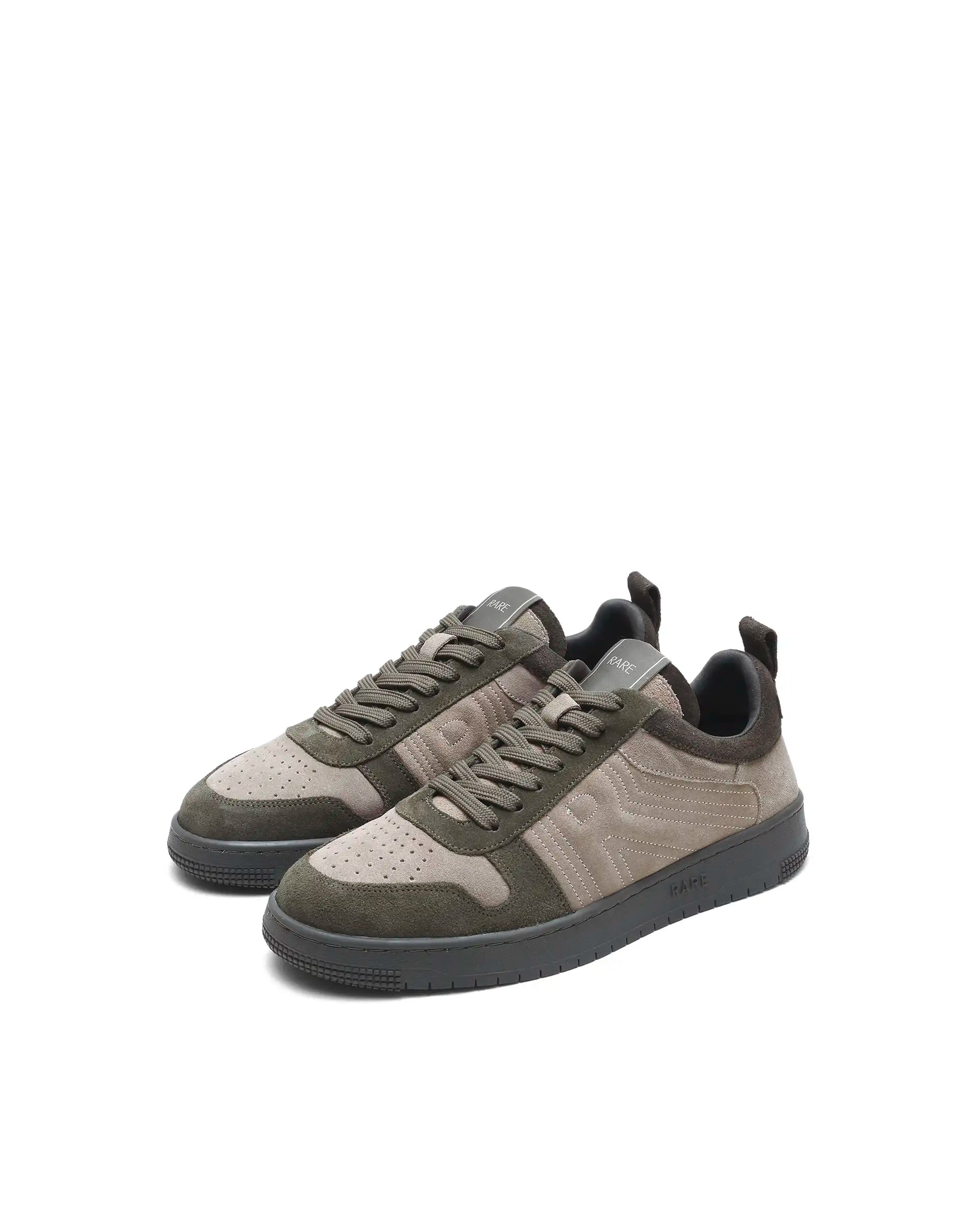 Rarez Men's Banes Primary Olive Genuine Suede Leather Low-Top Lace Up Sneaker Shoes