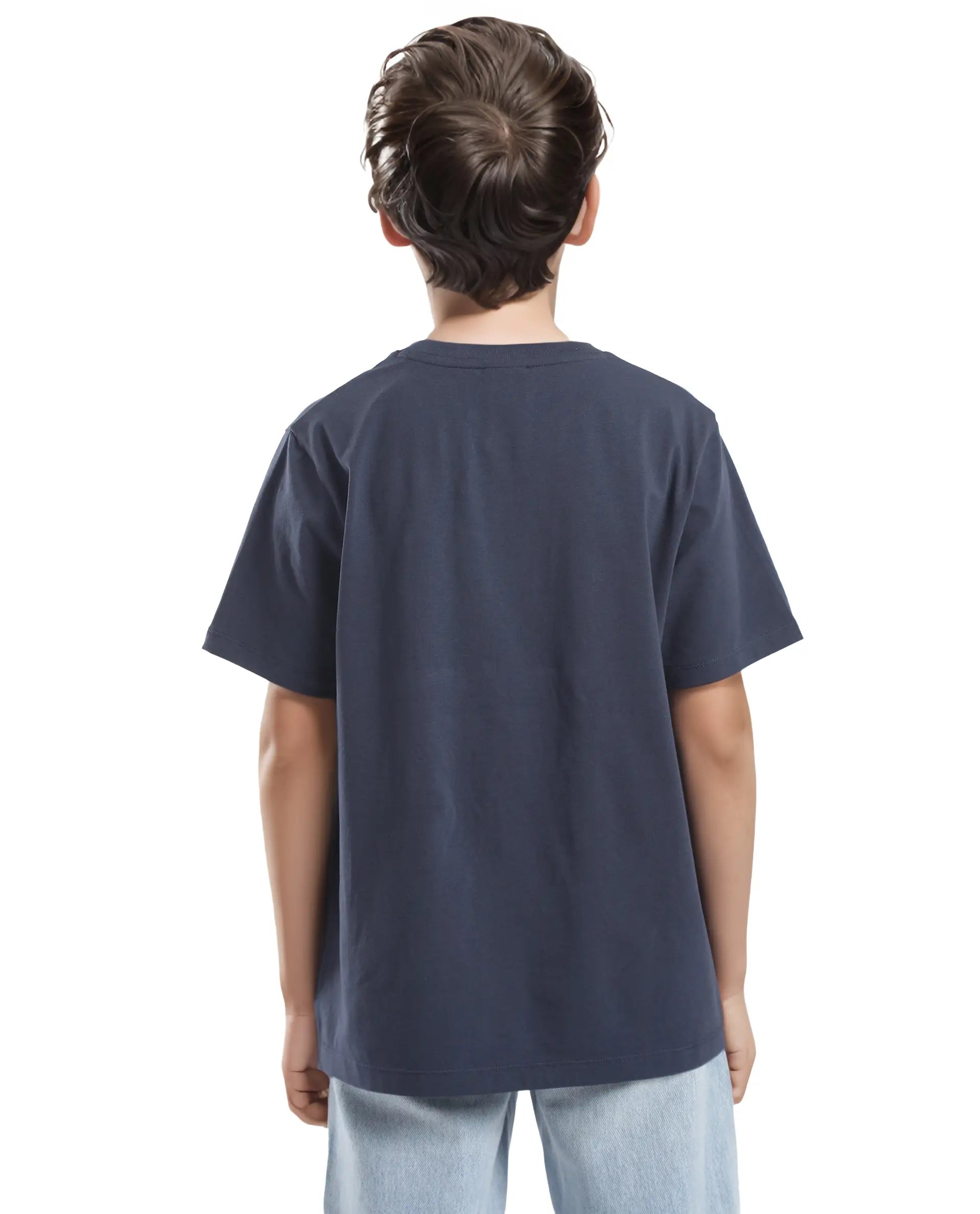 Rare Ones Kids Bant Navy Cotton Half Sleeves Crew Neck Regular Fit Graphic Placement Print T-Shirt