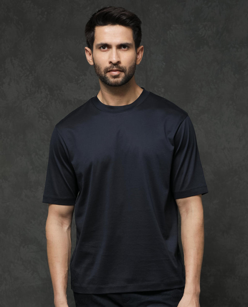 Rare Rabbit Mens Barcelon Navy T-Shirt Short Sleeve Solid
