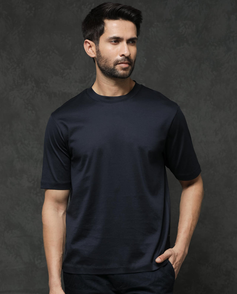 Rare Rabbit Mens Barcelon Navy T-Shirt Short Sleeve Solid