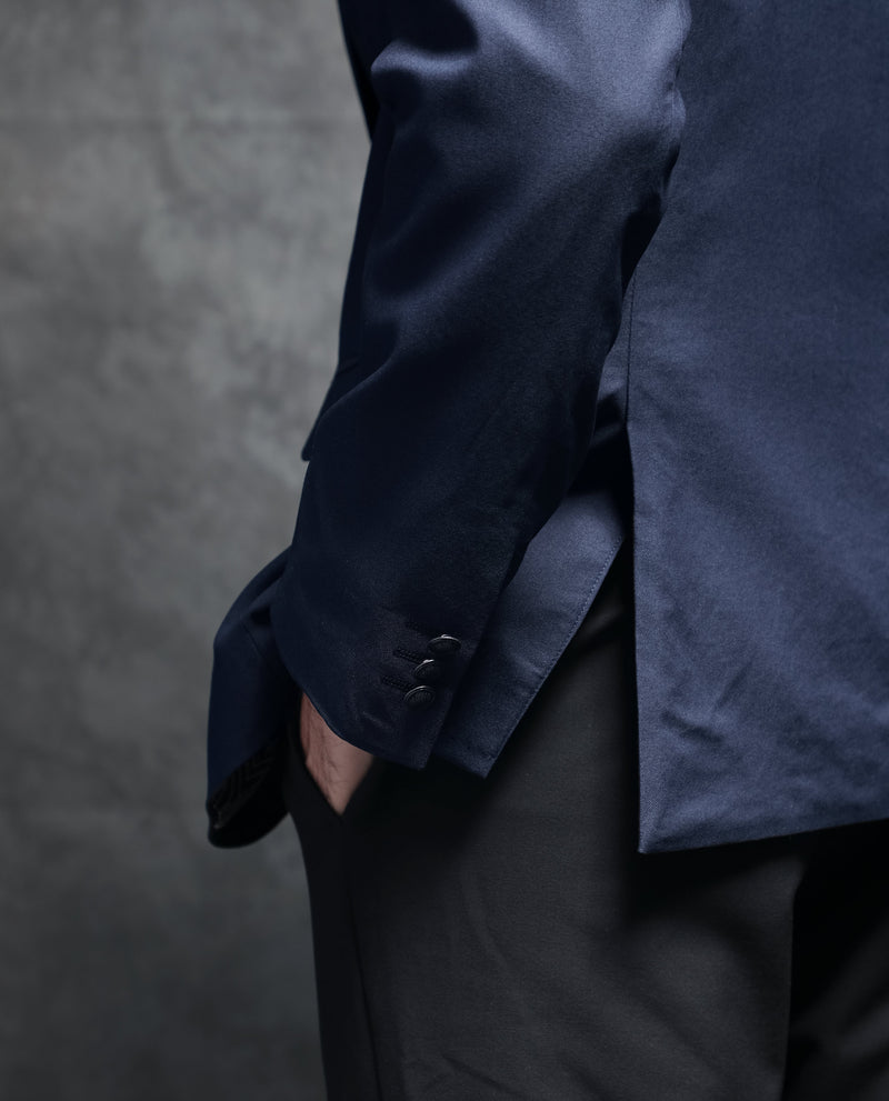 Rare Rabbit Men's Barton Navy Polyester Viscose Fabric Notch Lapel Single Breasted Tailored Fit Solid Blazer