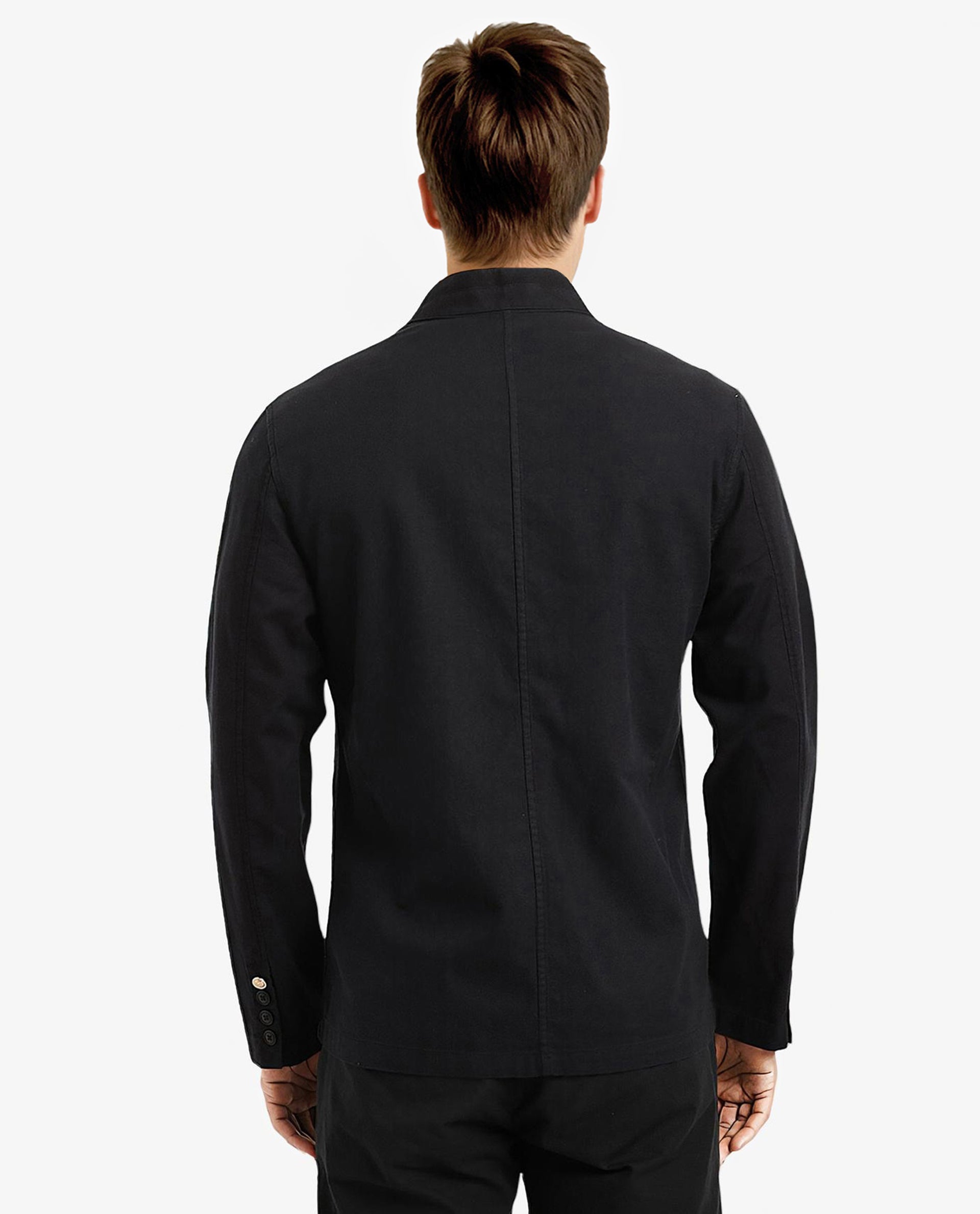 Rare Rabbit Men's Bastein Navy Cotton Fabric Full Sleeves Mandarin Collar Plain Relaxed Fit Jacket