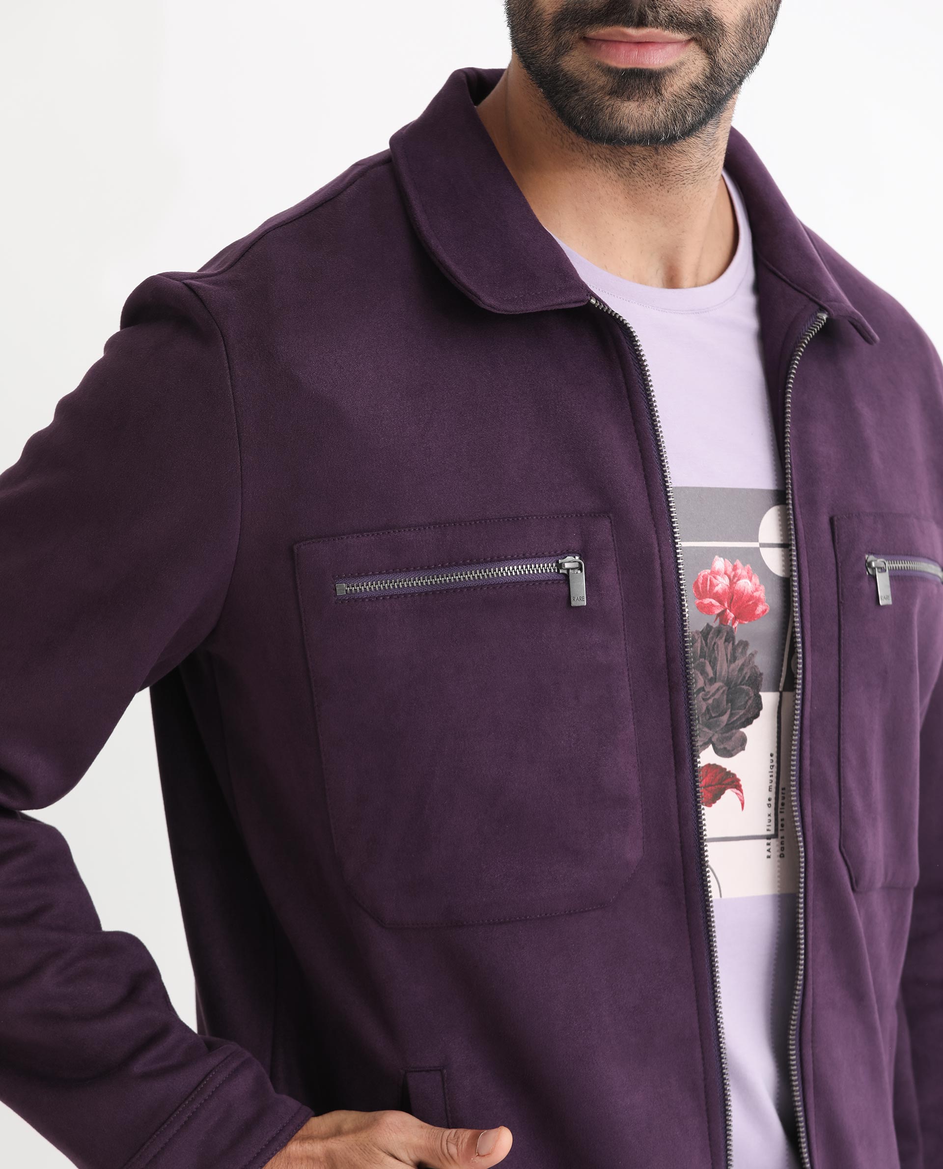 Purple Embroidered Nehru Jacket For Men 965MW14