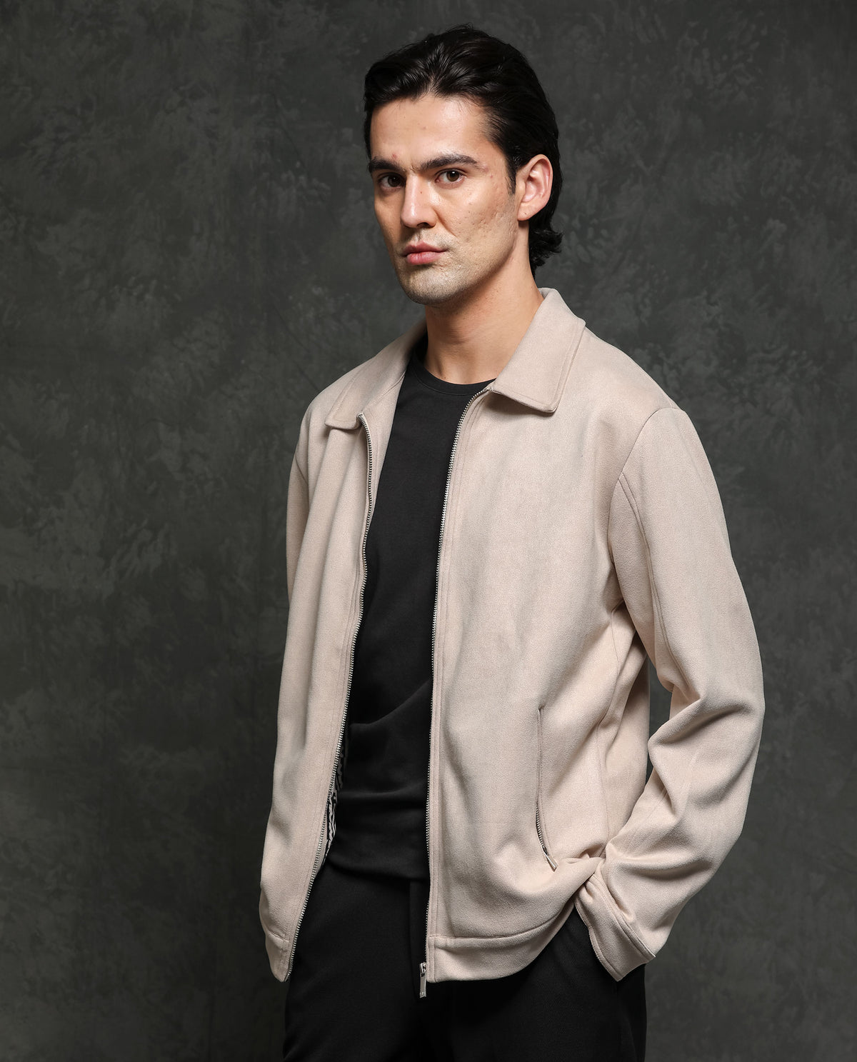 Rare Rabbit Mens Baxer Offwhite Jacket Polyester Fabric Collared Neck Woven Full Sleeves Button And Zip Closure Boxy Fit