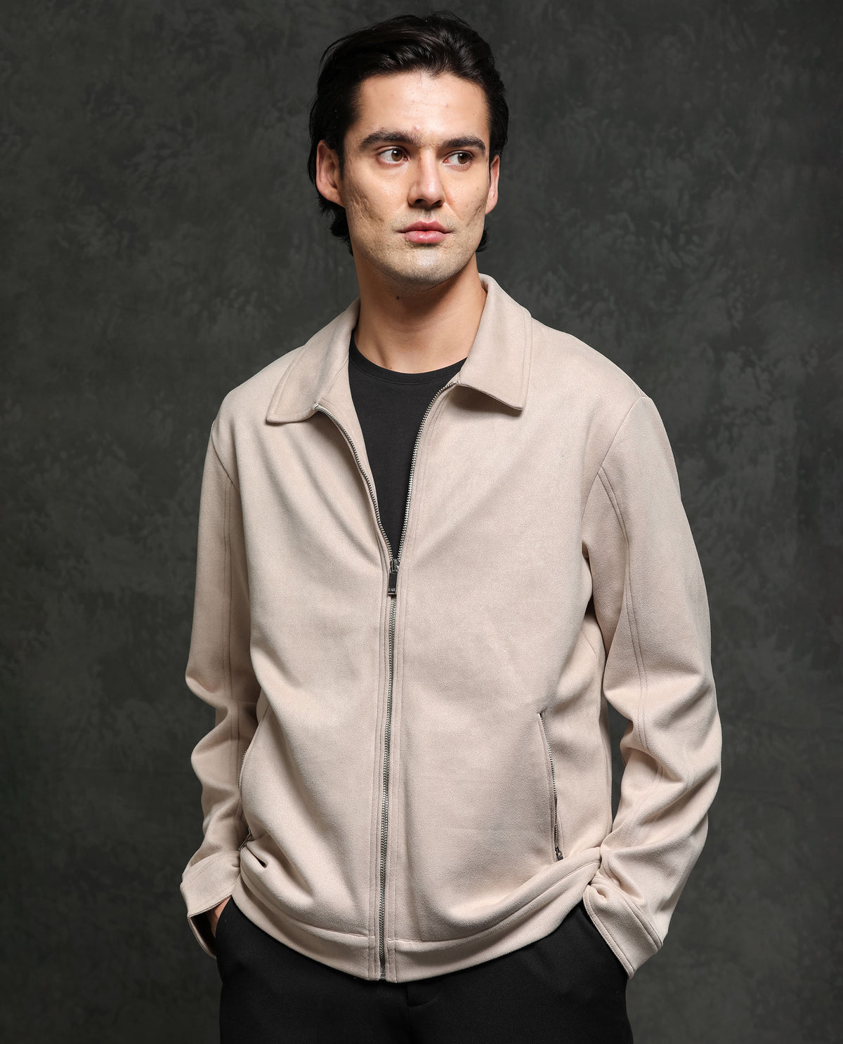 Rare Rabbit Mens Baxer Offwhite Jacket Polyester Fabric Collared Neck Woven Full Sleeves Button And Zip Closure Boxy Fit