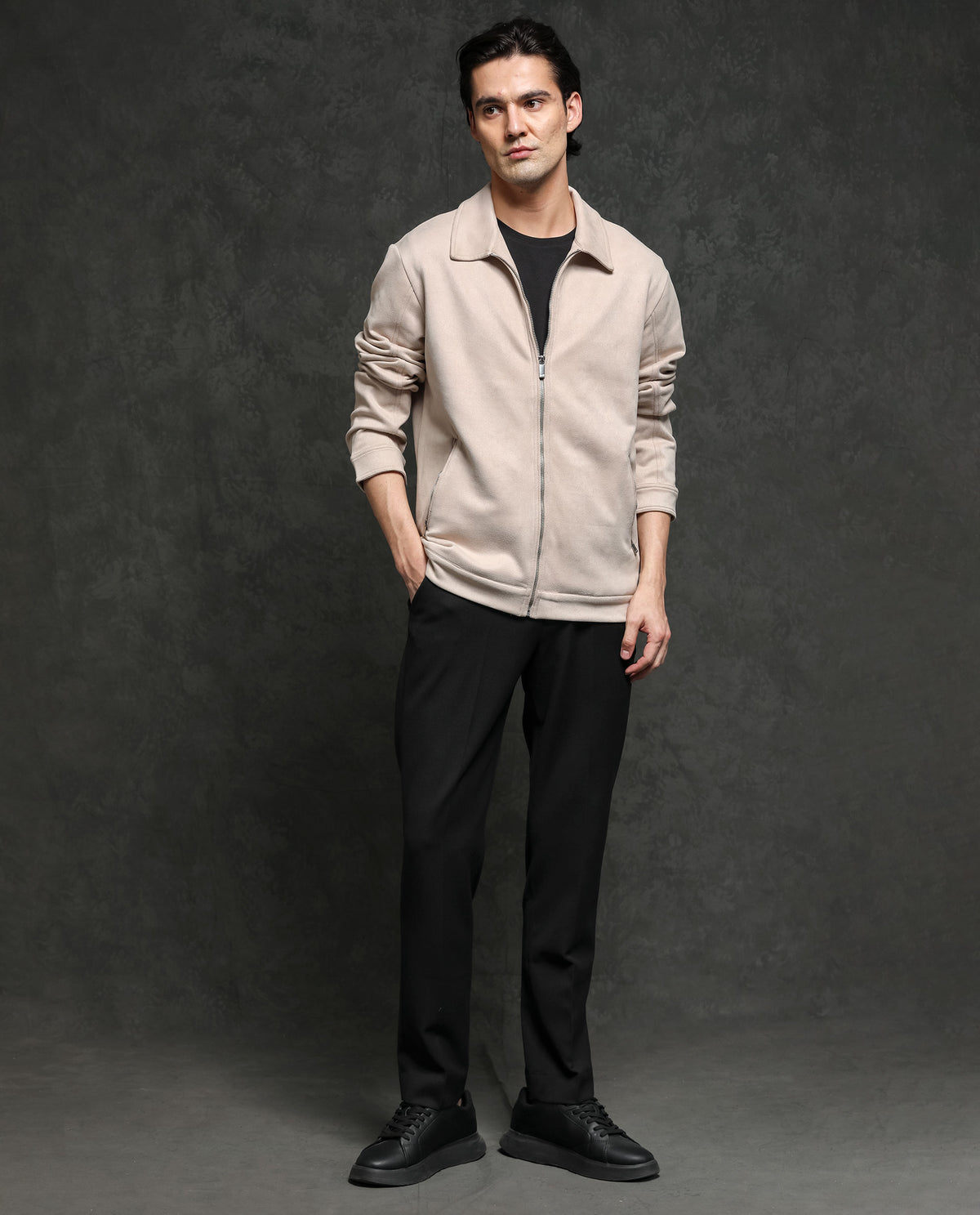 Rare Rabbit Mens Baxer Offwhite Jacket Polyester Fabric Collared Neck Woven Full Sleeves Button And Zip Closure Boxy Fit