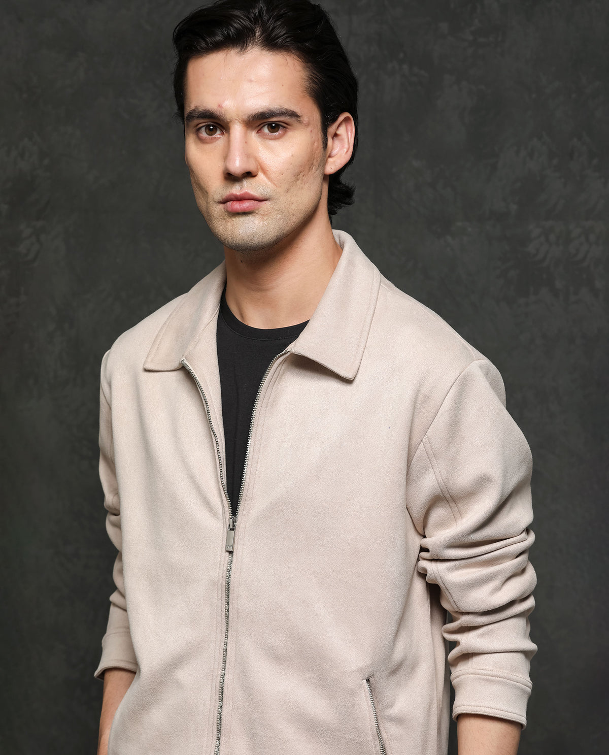 Rare Rabbit Mens Baxer Offwhite Jacket Polyester Fabric Collared Neck Woven Full Sleeves Button And Zip Closure Boxy Fit