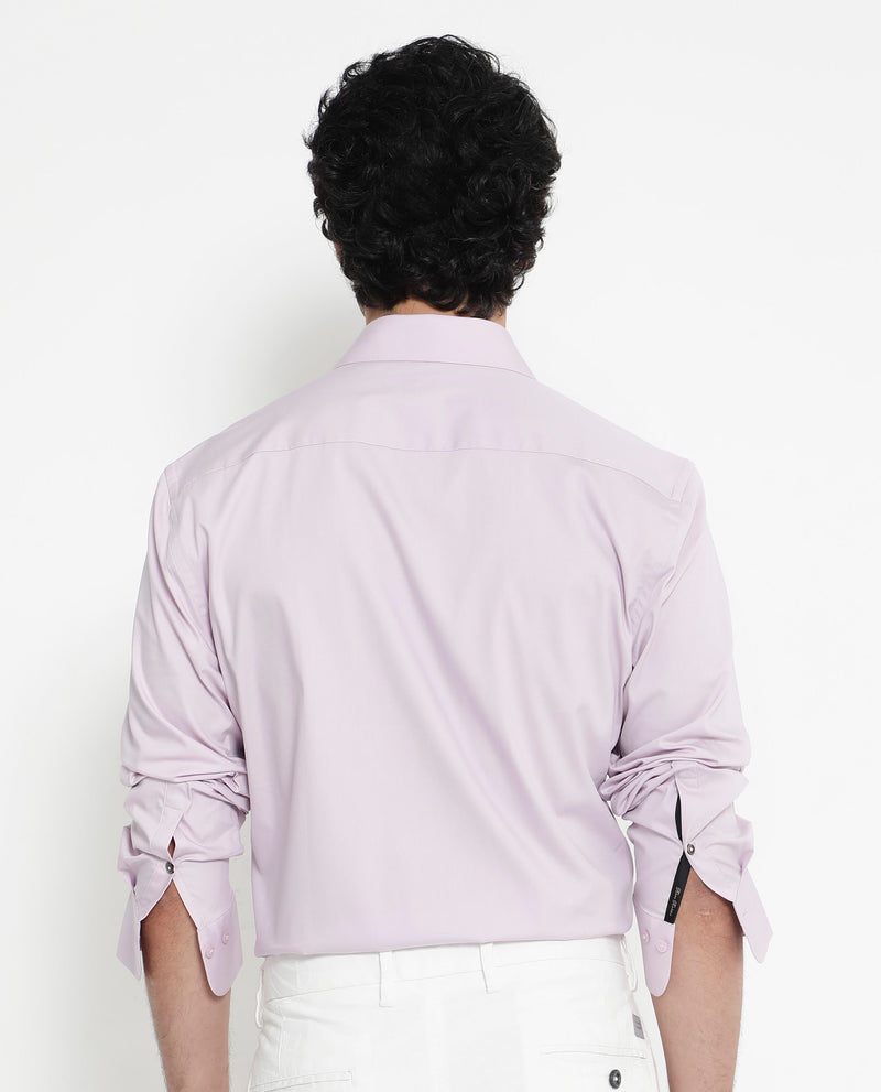 Rare Rabbit Men's Benedict Pastel Pink Cotton Poly Elastane Blend Fabric Full Sleeve Solid Formal Shirt