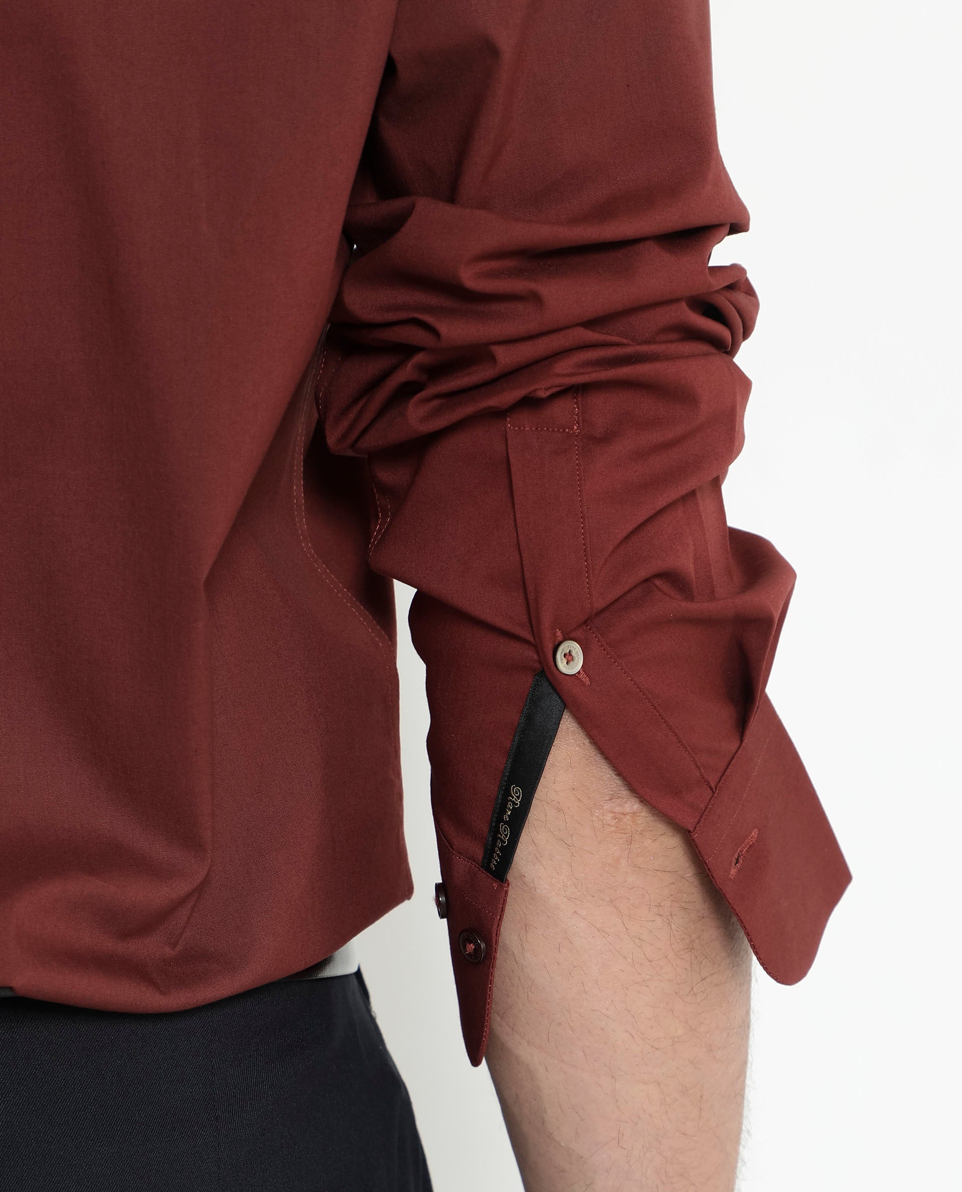 Rare Rabbit Men's Benedict Rust Cotton Poly Elastane Blend Fabric Full Sleeve Solid Formal Shirt