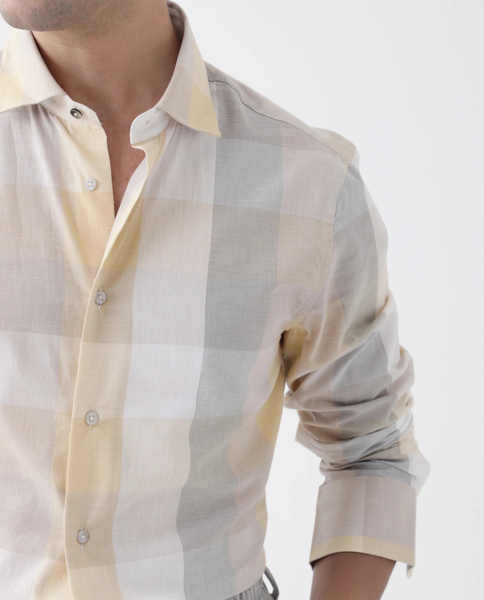 Rare Rabbit Men's Bene Multi Cotton Checked Print Regular Fit Full Sleeve Collared Shirt