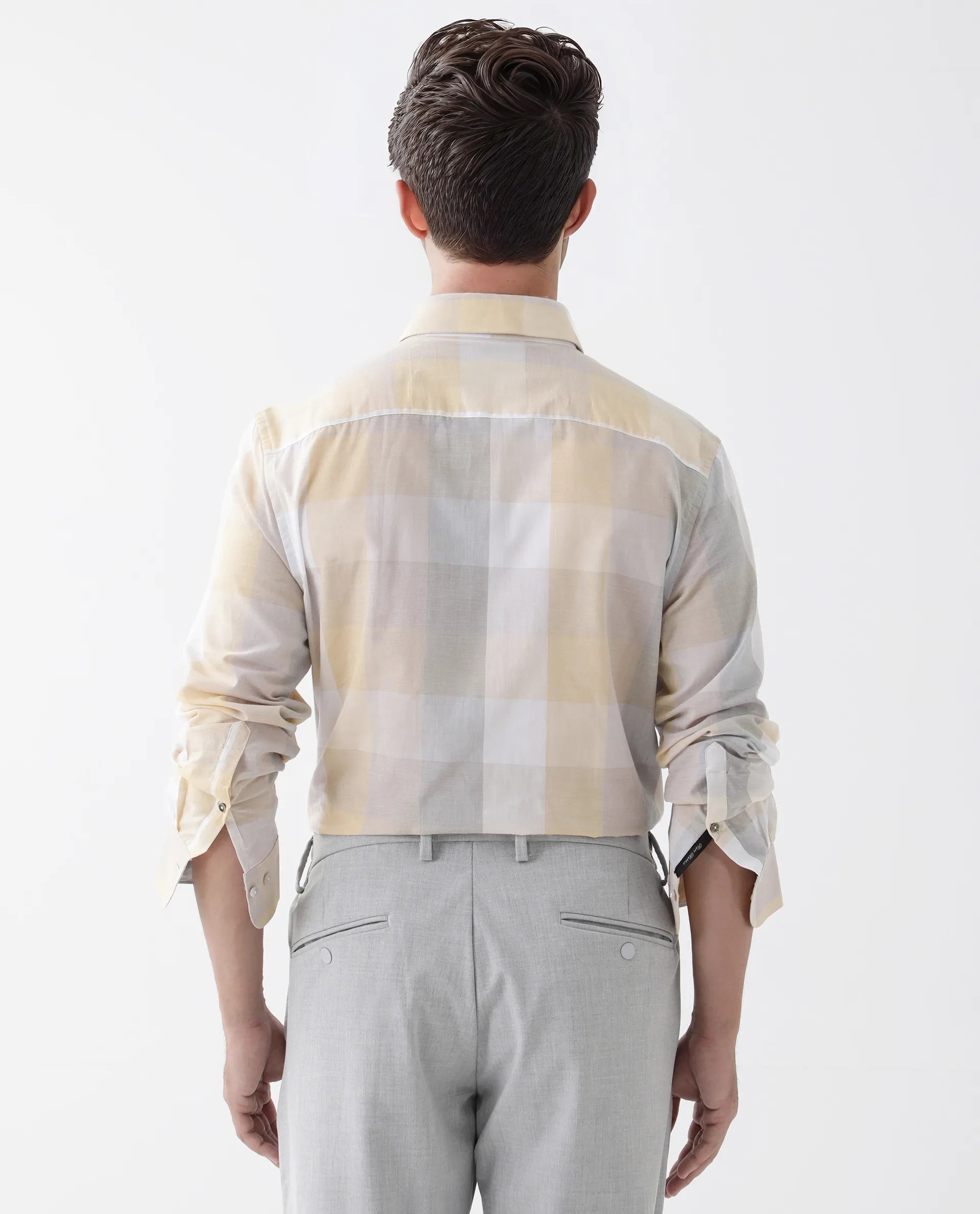 Rare Rabbit Men's Bene Multi Cotton Checked Print Regular Fit Full Sleeve Collared Shirt