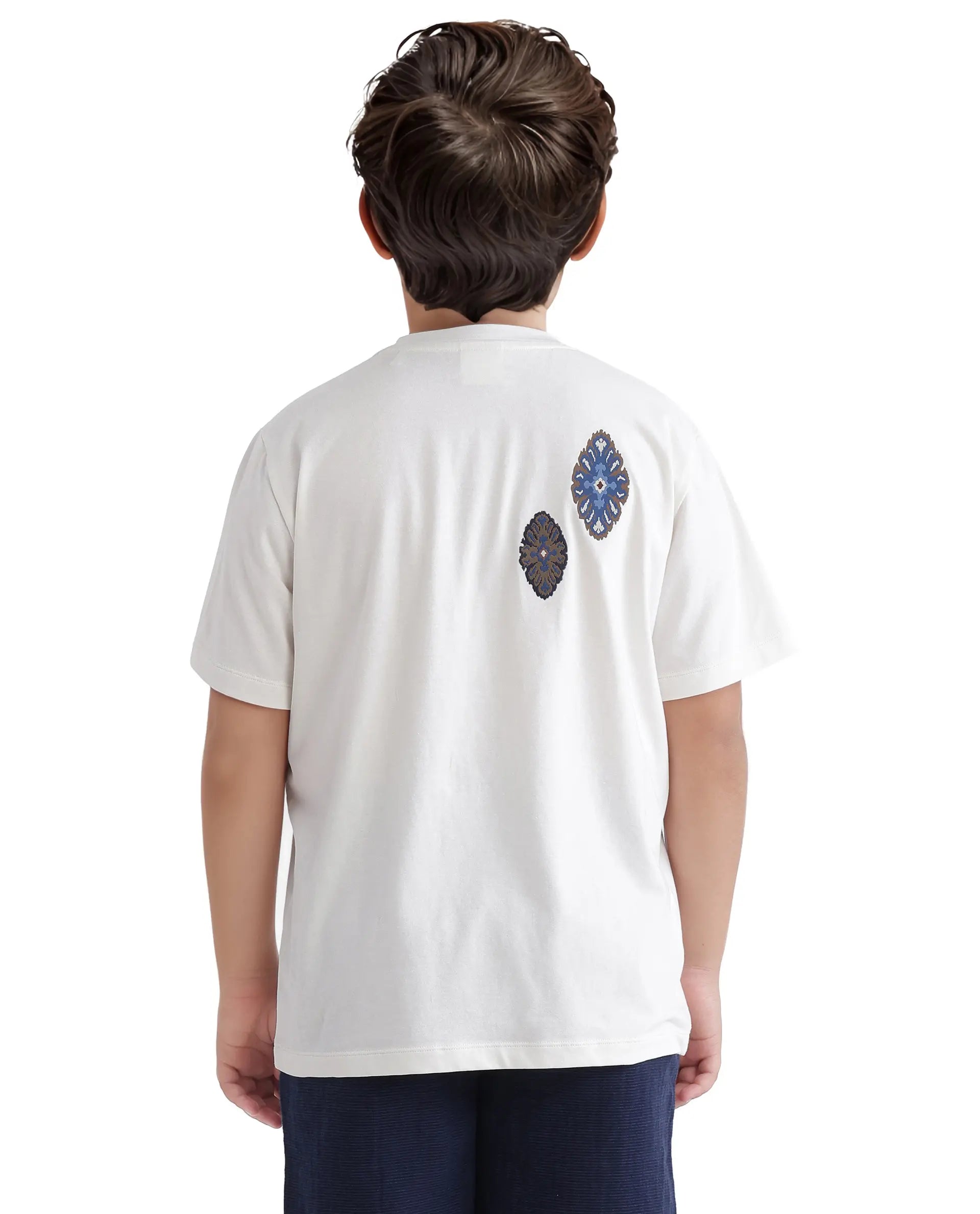 Rare Ones Kids Bent-K Off White Cotton Blend Short Sleeve Crew Neck Print T-Shirt