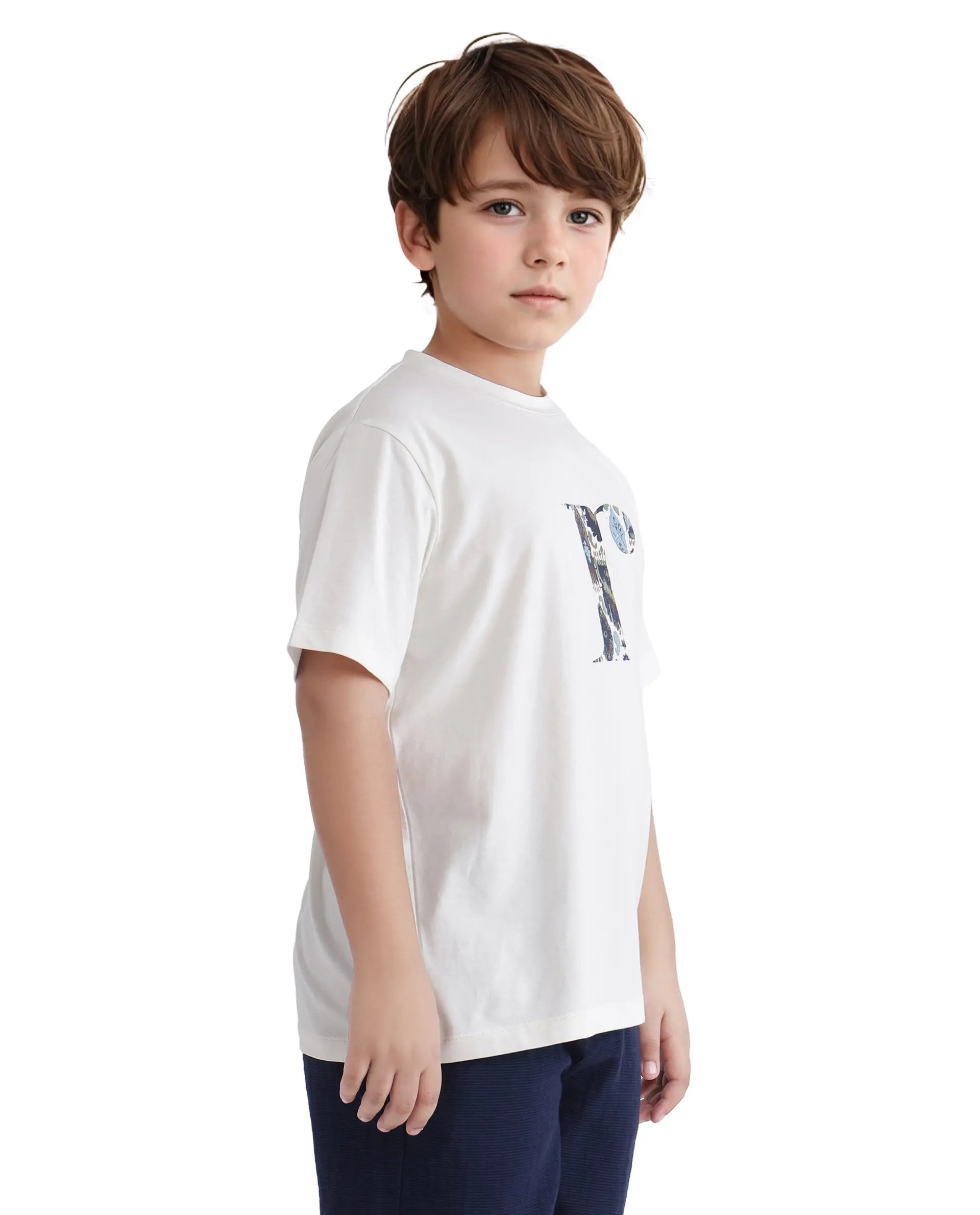 Rare Ones Kids Bent-K Off White Cotton Blend Short Sleeve Crew Neck Print T-Shirt
