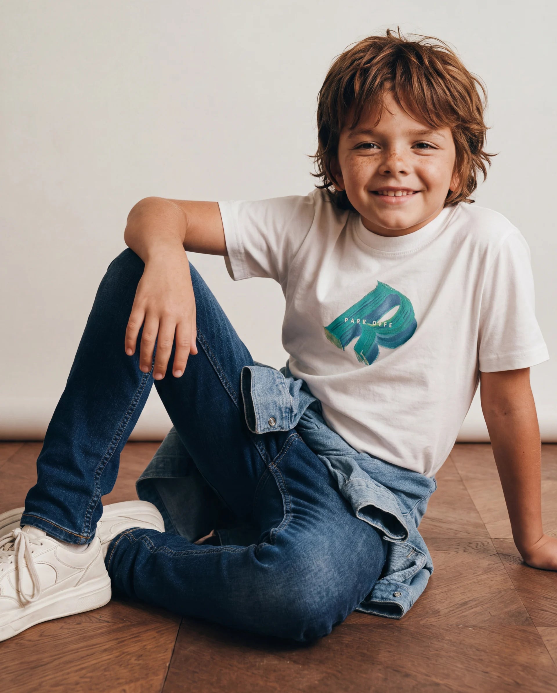 Rare Ones Kids Betz-2 Light Blue Cotton Blend Fabric Button And Zip Closure Slim Fit Plain Jeans
