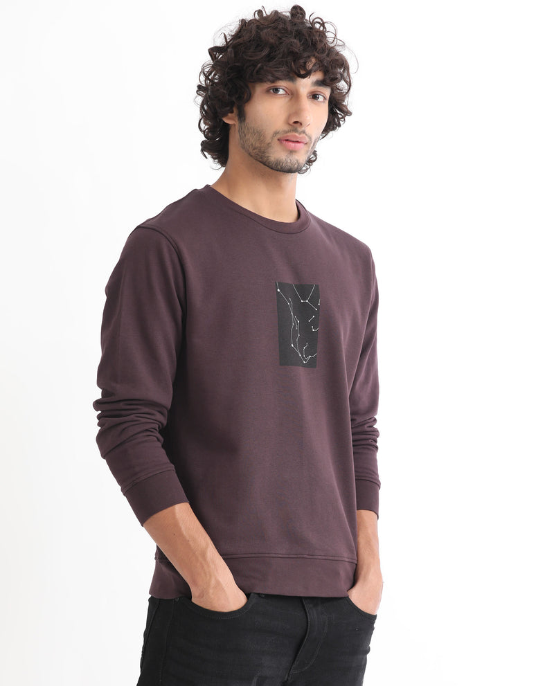 Rare Rabbit Men'S Bexx Maroon Sweatshirt Full Sleeves Solid