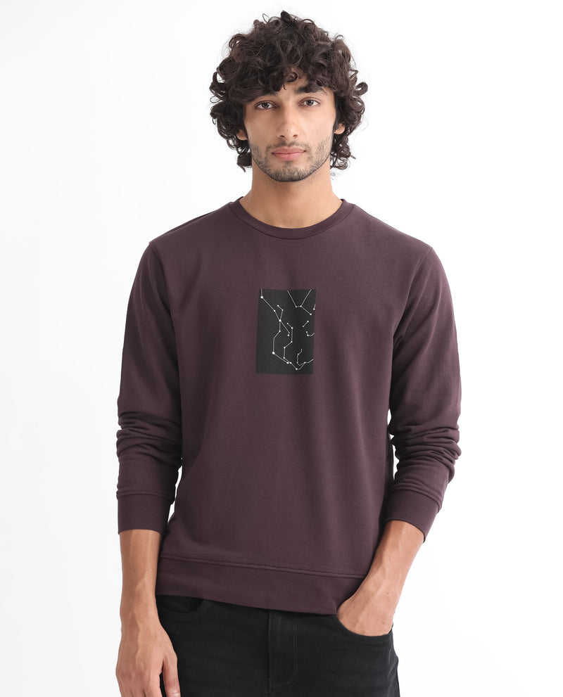 Rare Rabbit Men'S Bexx Maroon Sweatshirt Full Sleeves Solid