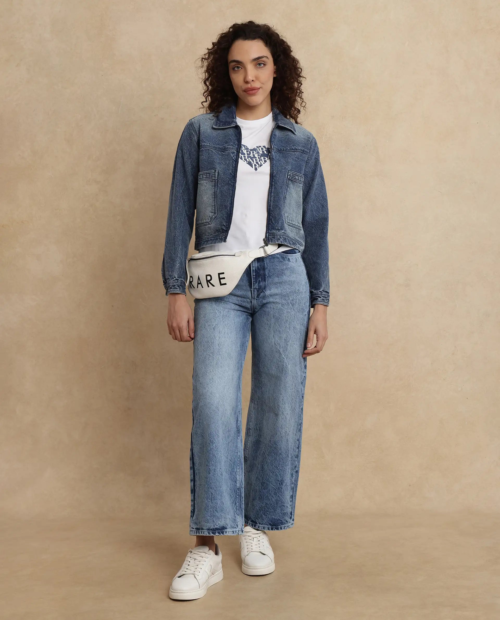 Rareism Women Bhager Off White Cotton Lycra Fabric Short Sleeve Crew Neck Graphic Print T-Shirt