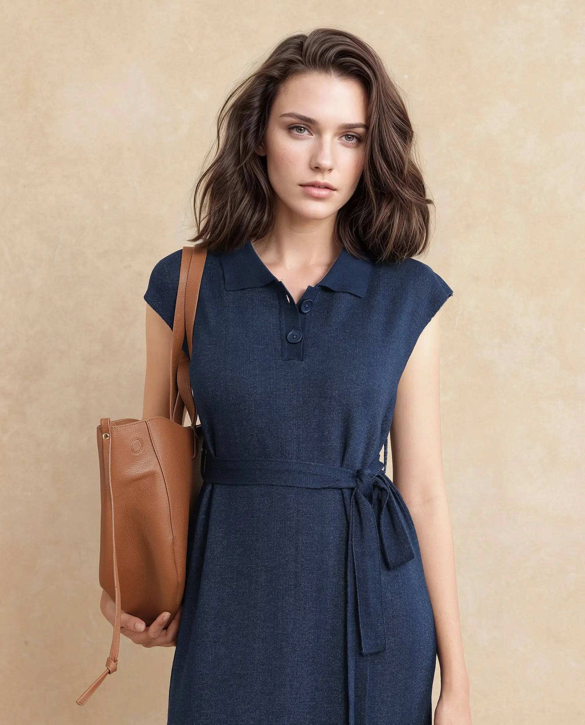 Rareism Women Bhize Navy Viscose Blend Fabric Sleeve Less Straight Fit Dress