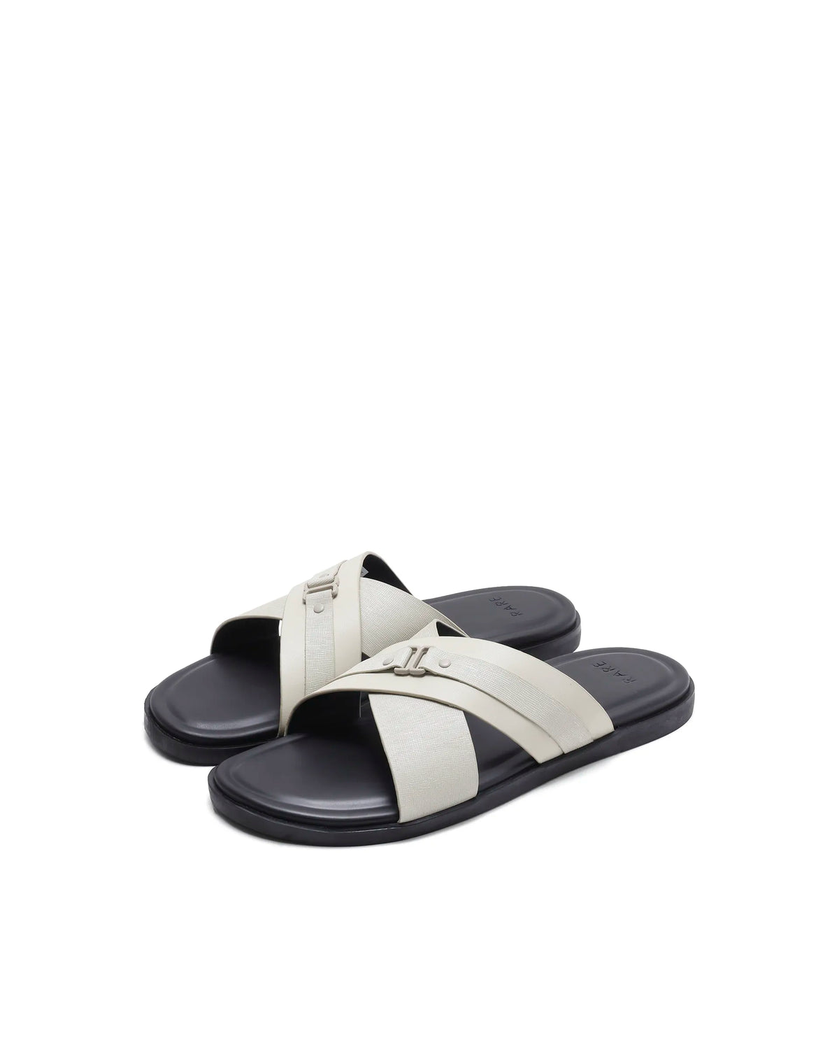 Rarez Men's Blake Light Ecru Leather Regular Sandal