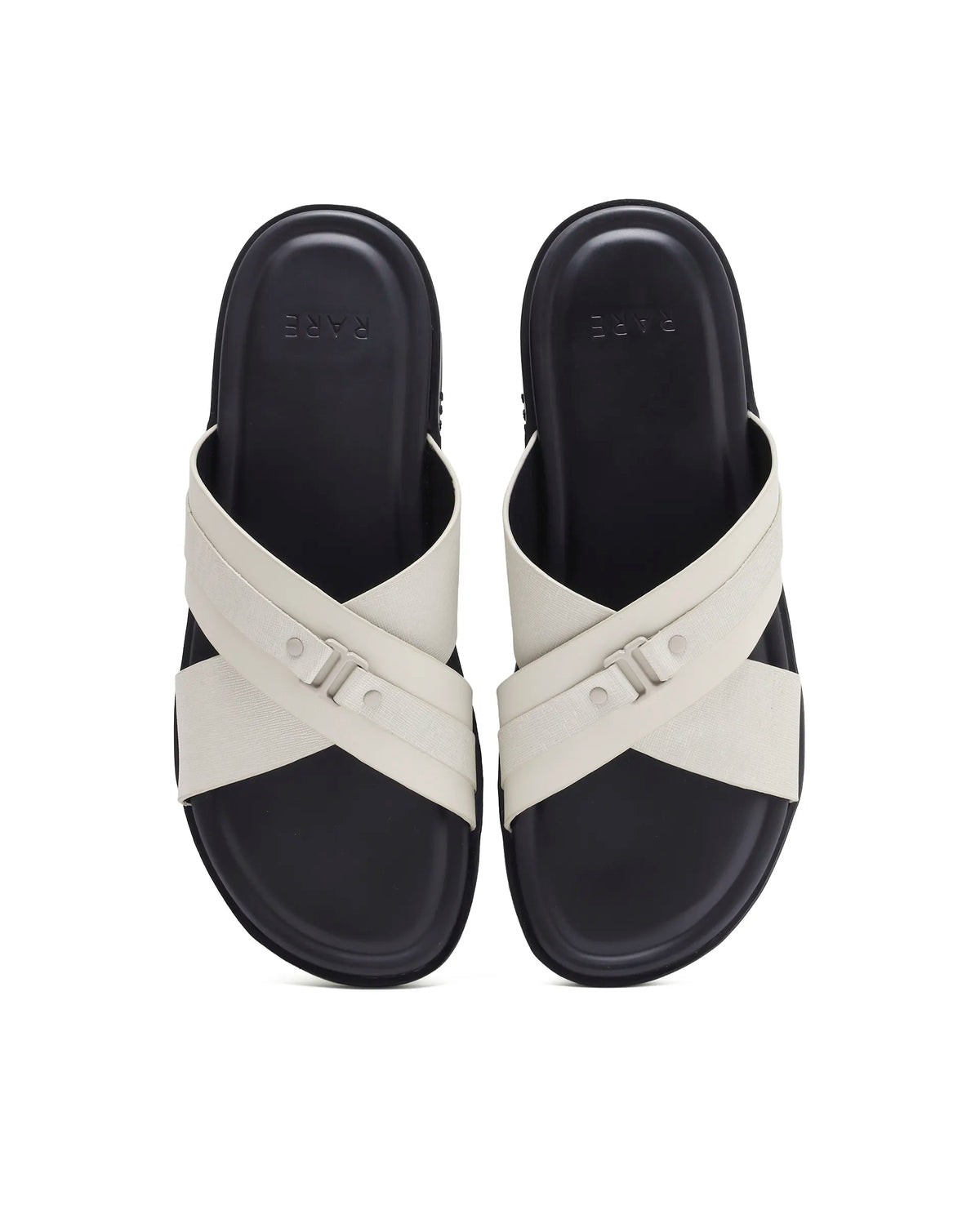 Rarez Men's Blake Light Ecru Leather Regular Sandal