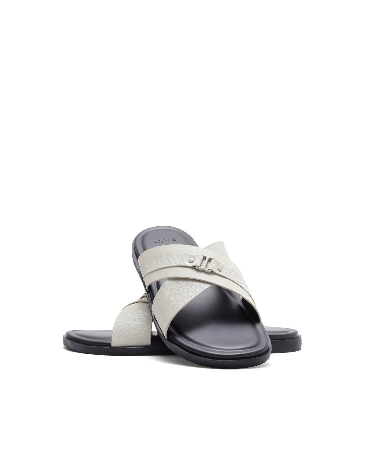 Rarez Men's Blake Light Ecru Leather Regular Sandal