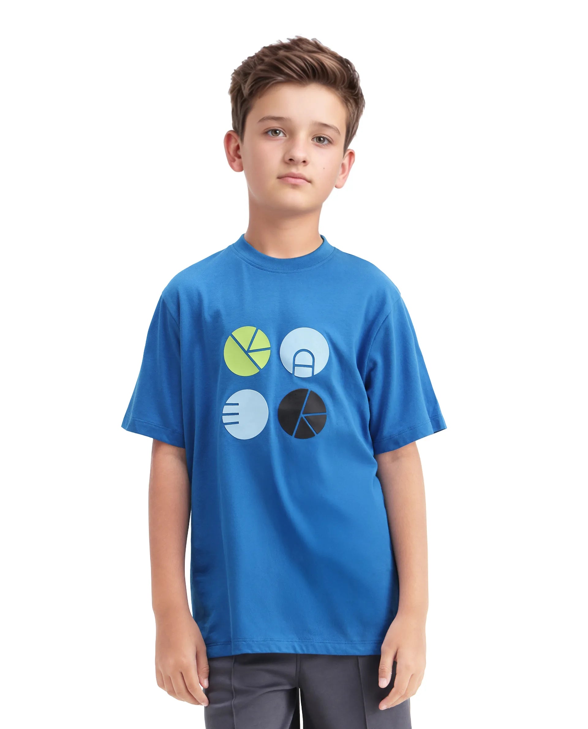 Rare Ones Kids Blain Blue Cotton Regular Fit Hd Print T-Shirt