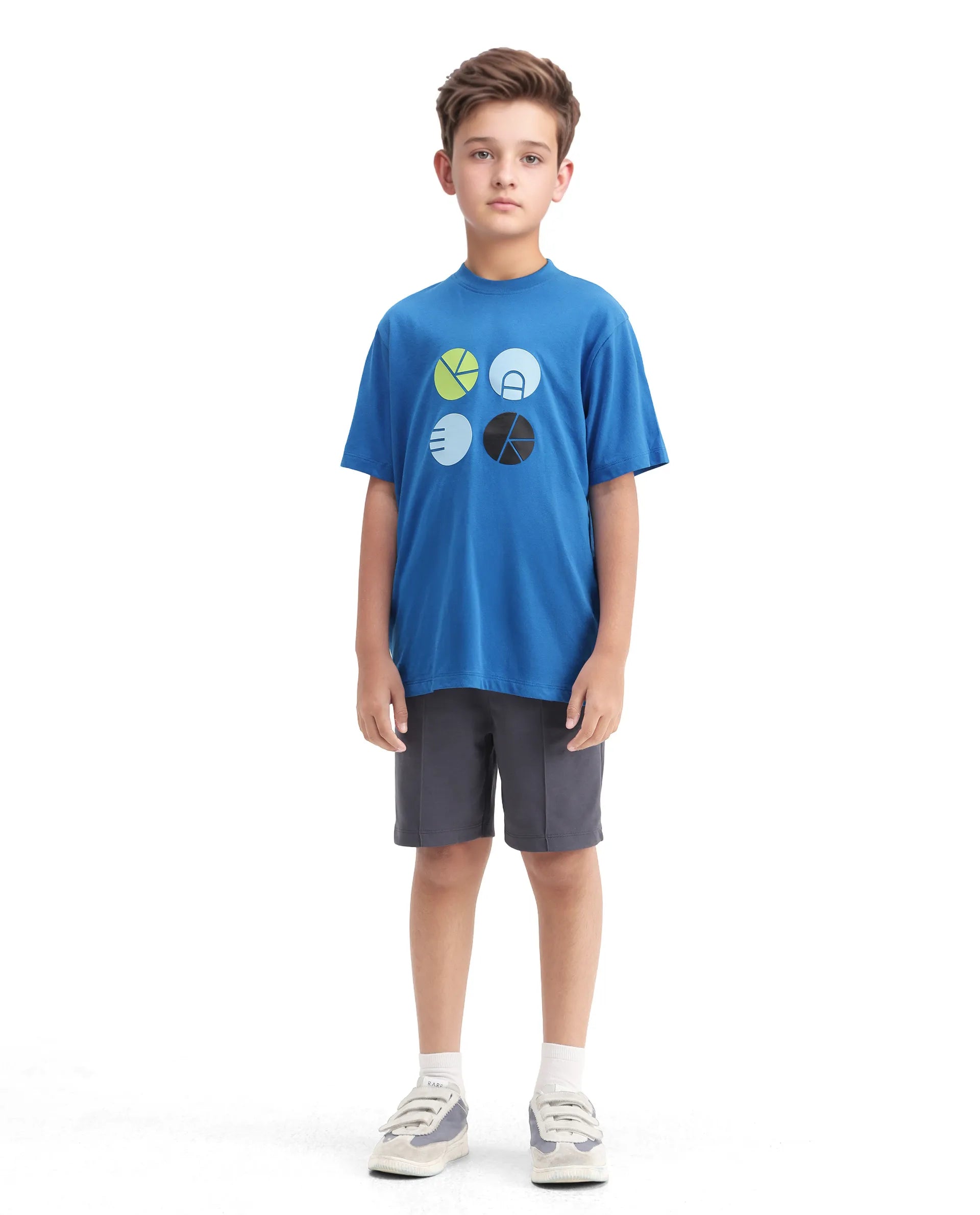Rare Ones Kids Blain Blue Cotton Regular Fit Hd Print T-Shirt
