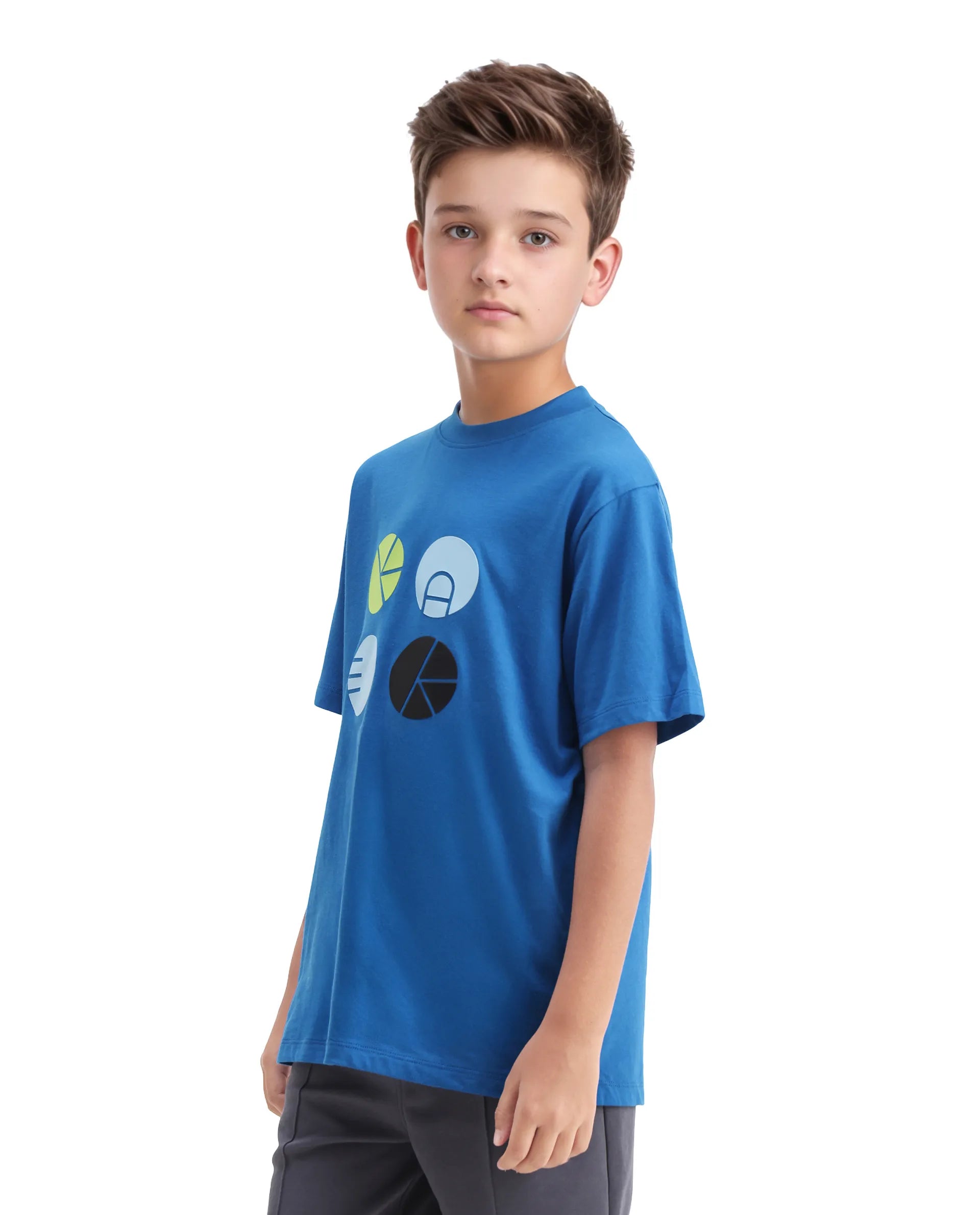 Rare Ones Kids Blain Blue Cotton Regular Fit Hd Print T-Shirt