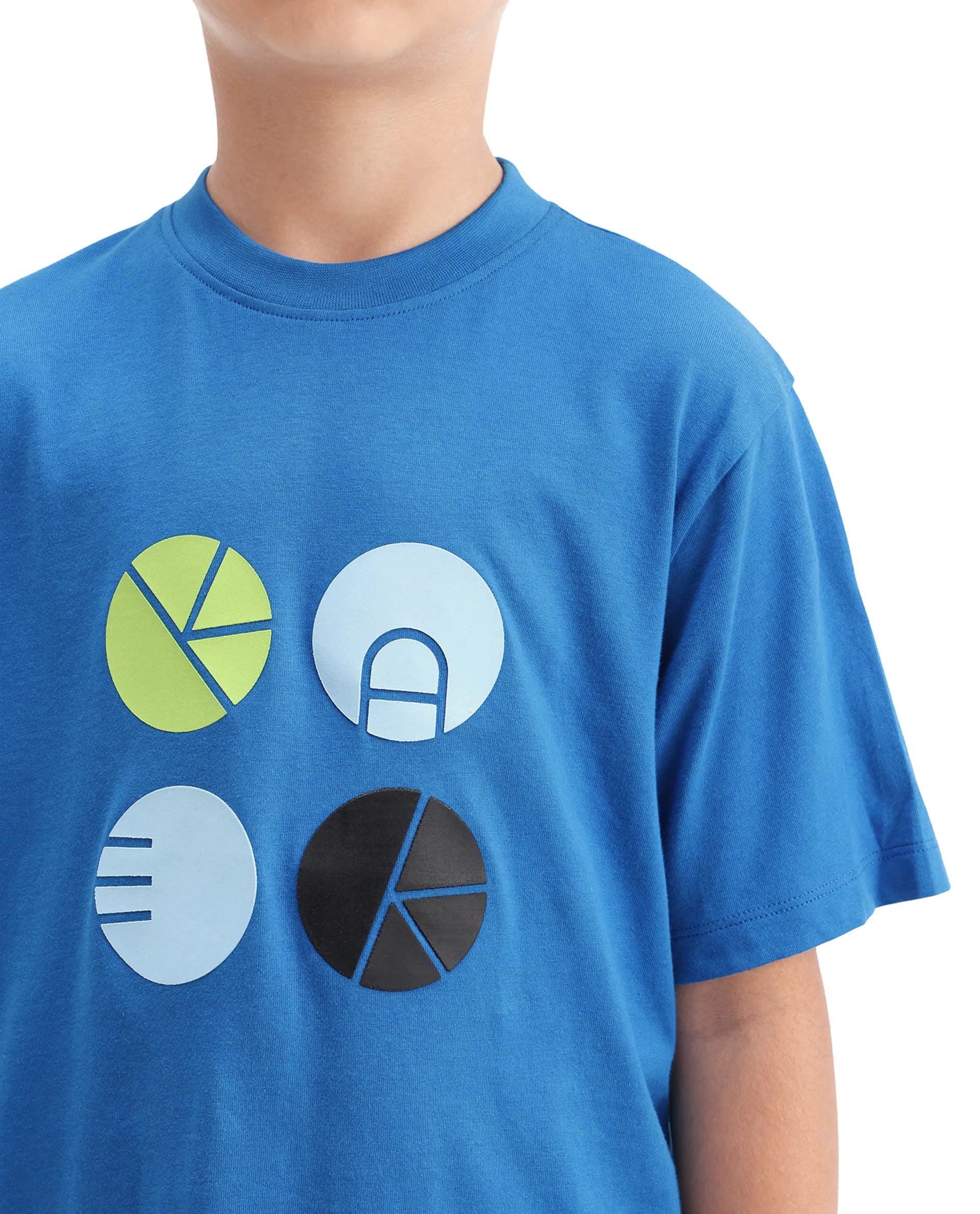 Rare Ones Kids Blain Blue Cotton Regular Fit Hd Print T-Shirt