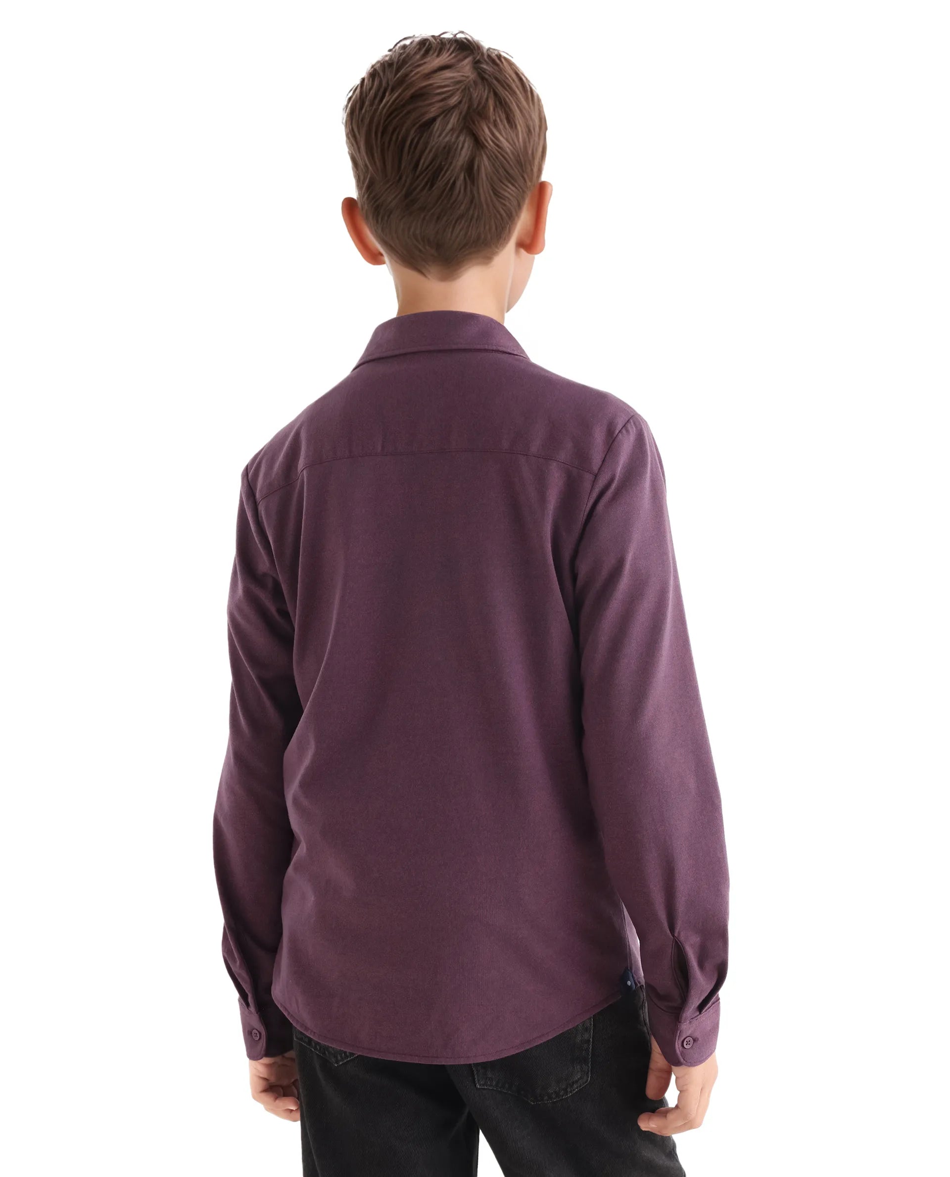 Rare Ones Kids Bler-K Maroon Cotton Blend Plain Button Closure Regular Fit Shirt