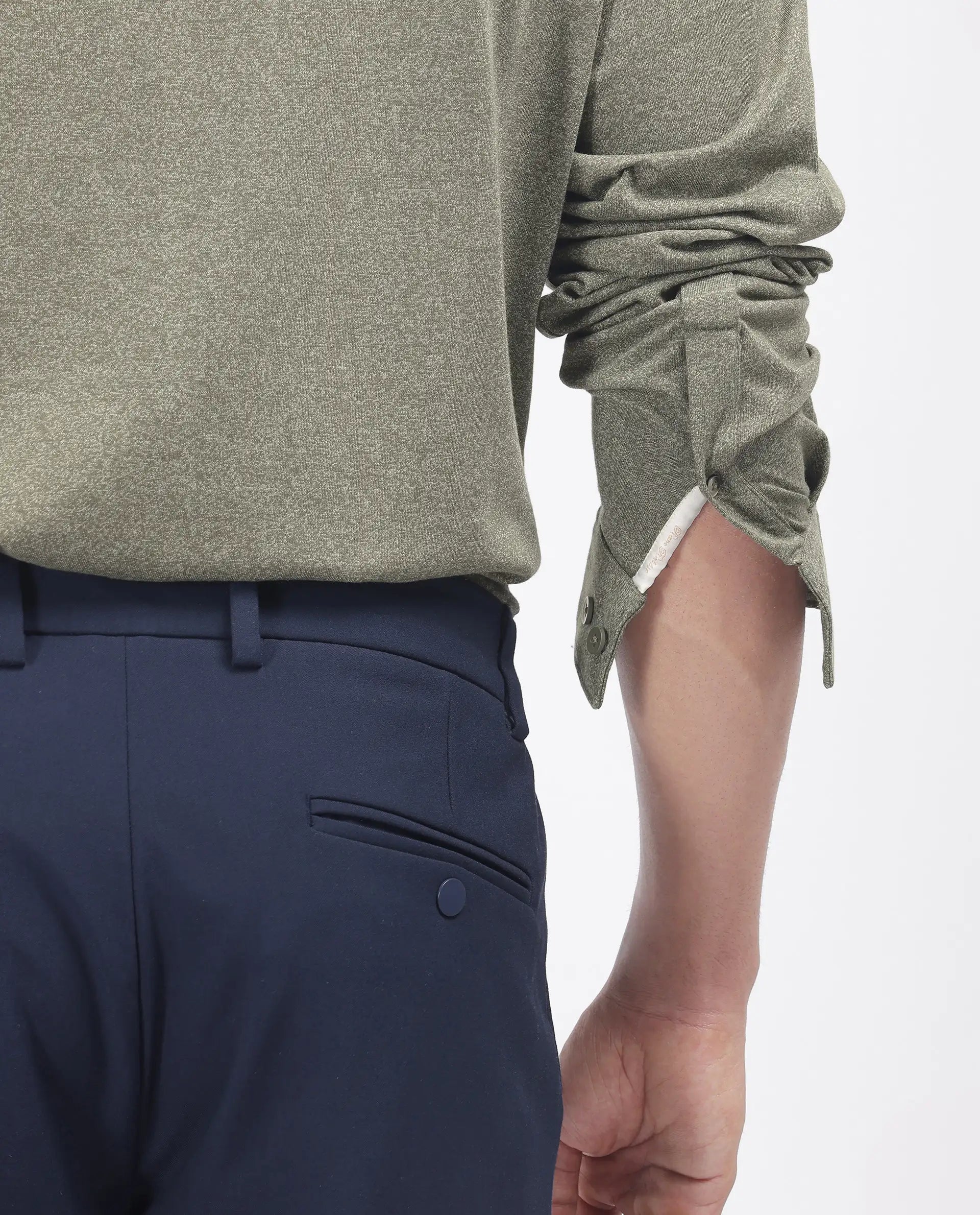 Rare Rabbit Men's Bler Olive Cotton Poly Fabric Full Sleeve Spread Collar Button Closure Regular Fit Plain Shirt